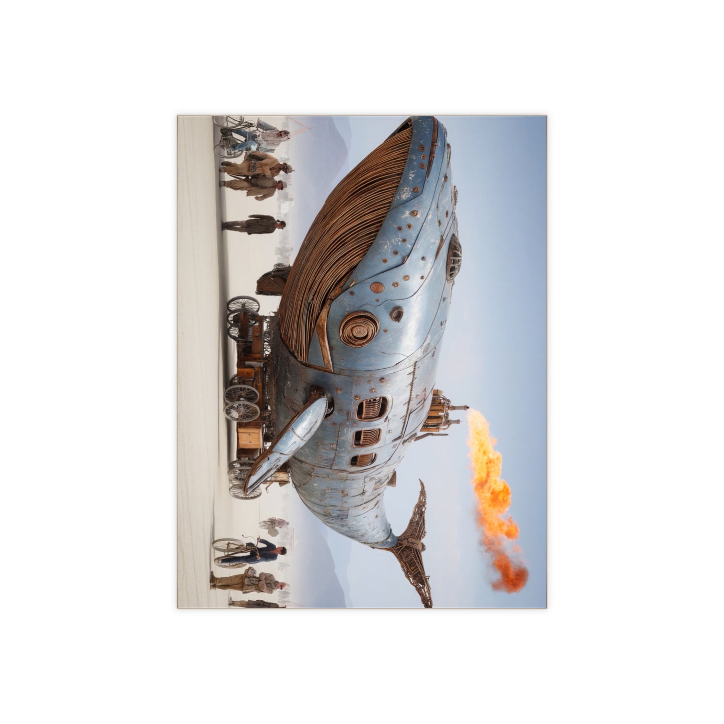 Steam Whale Parade Ceramic Photo Tile – Iron Ocean Dreamscape