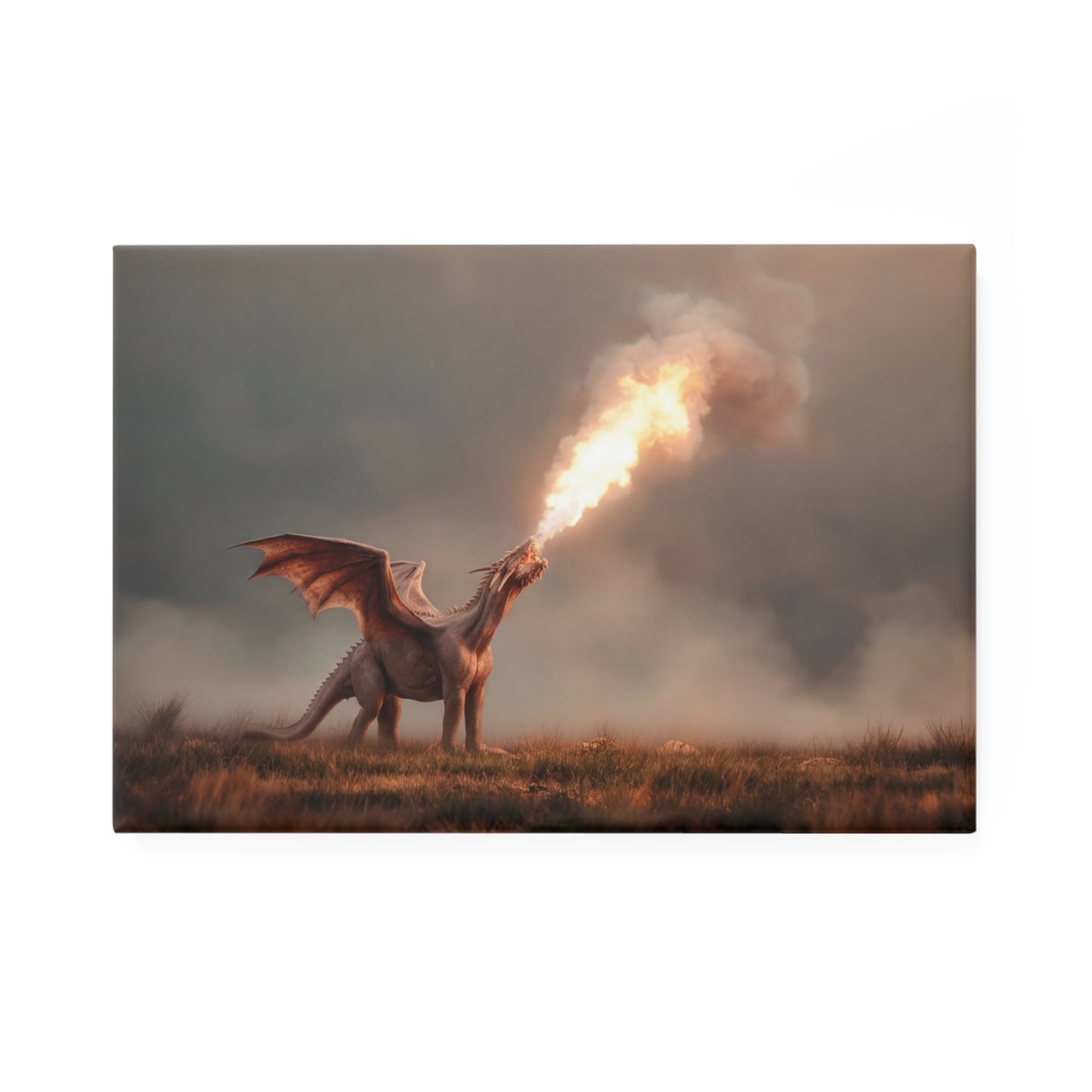 Dragon Fire Breath Button Magnet, Rectangle (1 & 10 pcs) – Sunset Fury on the Moor