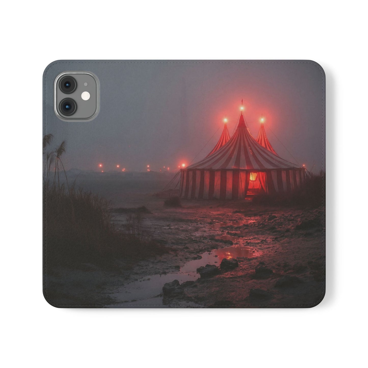 Crimson Circus Tent Flip Cases – Misty Coastside Lantern Scene