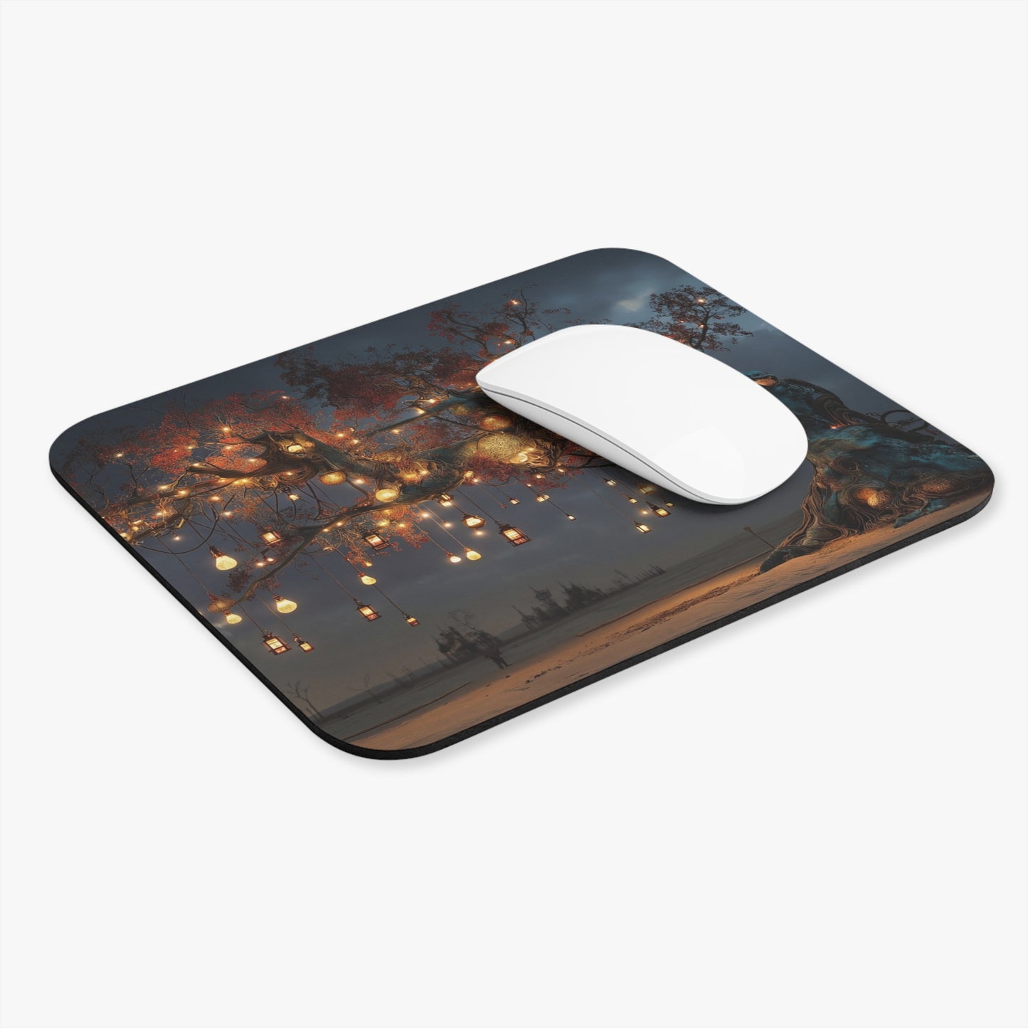 Luminous Wishing Tree Mouse Pad (Rectangle) – Desert Oasis at Dusk