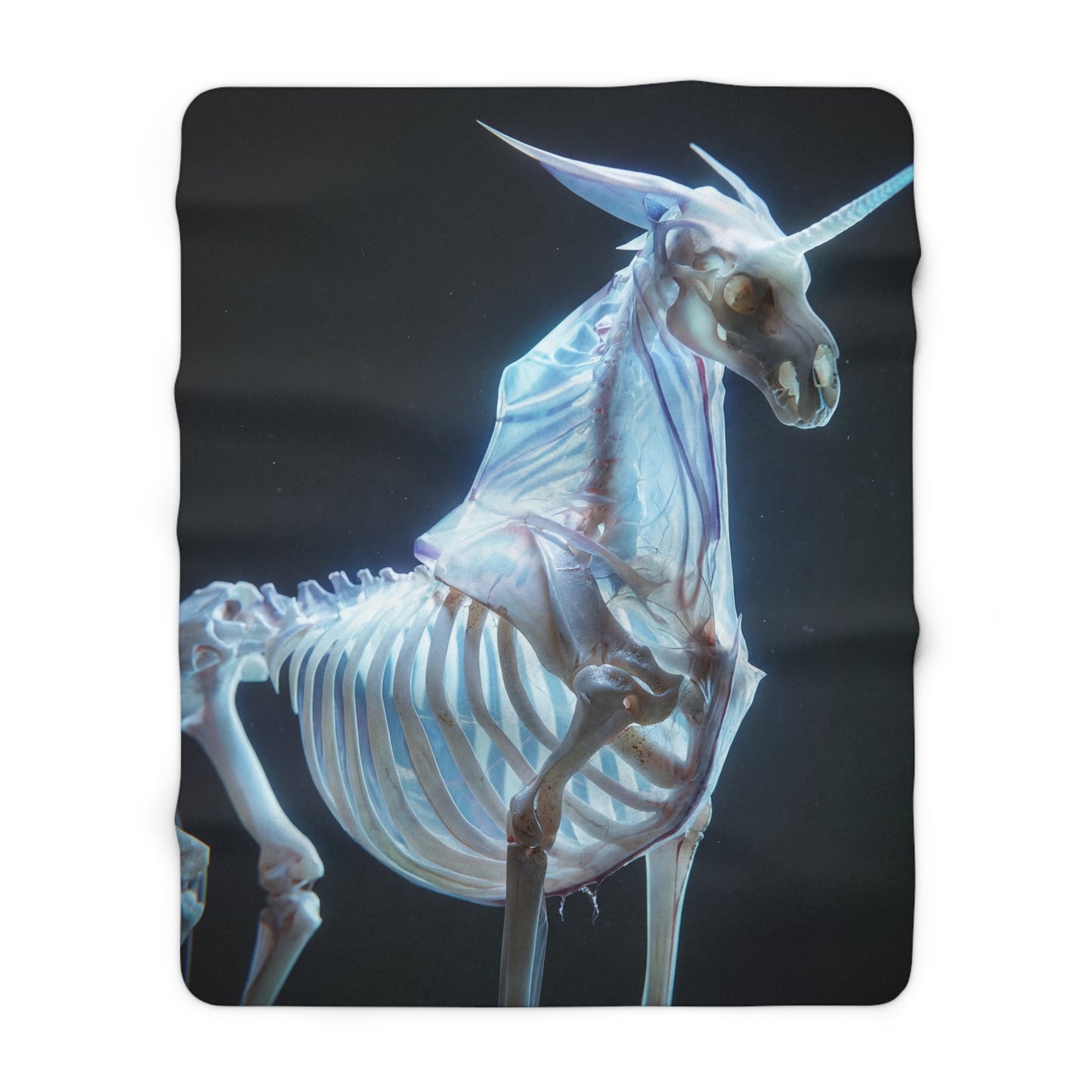 Luminescent Unicorn Skeleton Sherpa Fleece Blanket – Ghostly Glow in the Dark