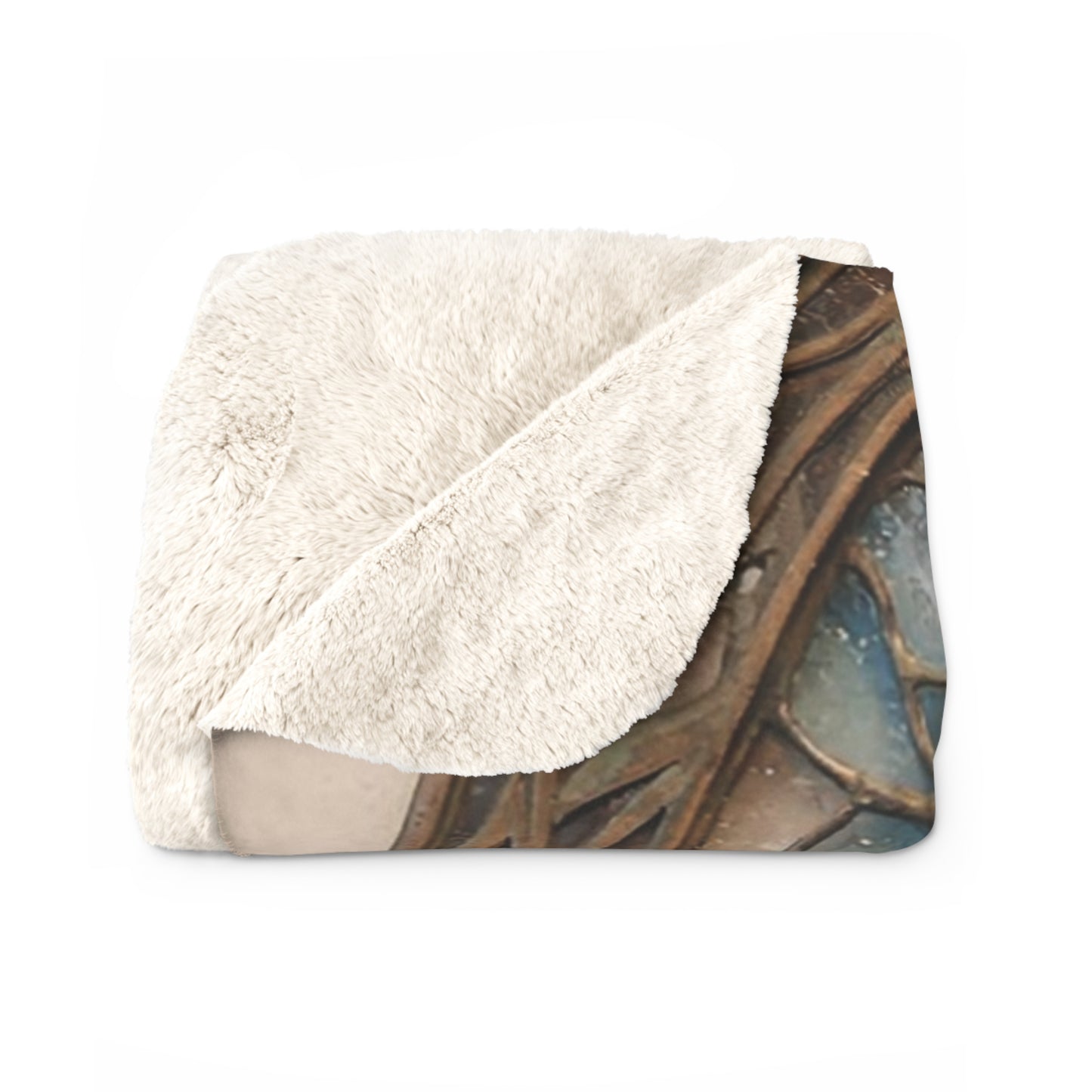 Fox Sentinel Sherpa Fleece Blanket – Art Nouveau Twilight Guardian