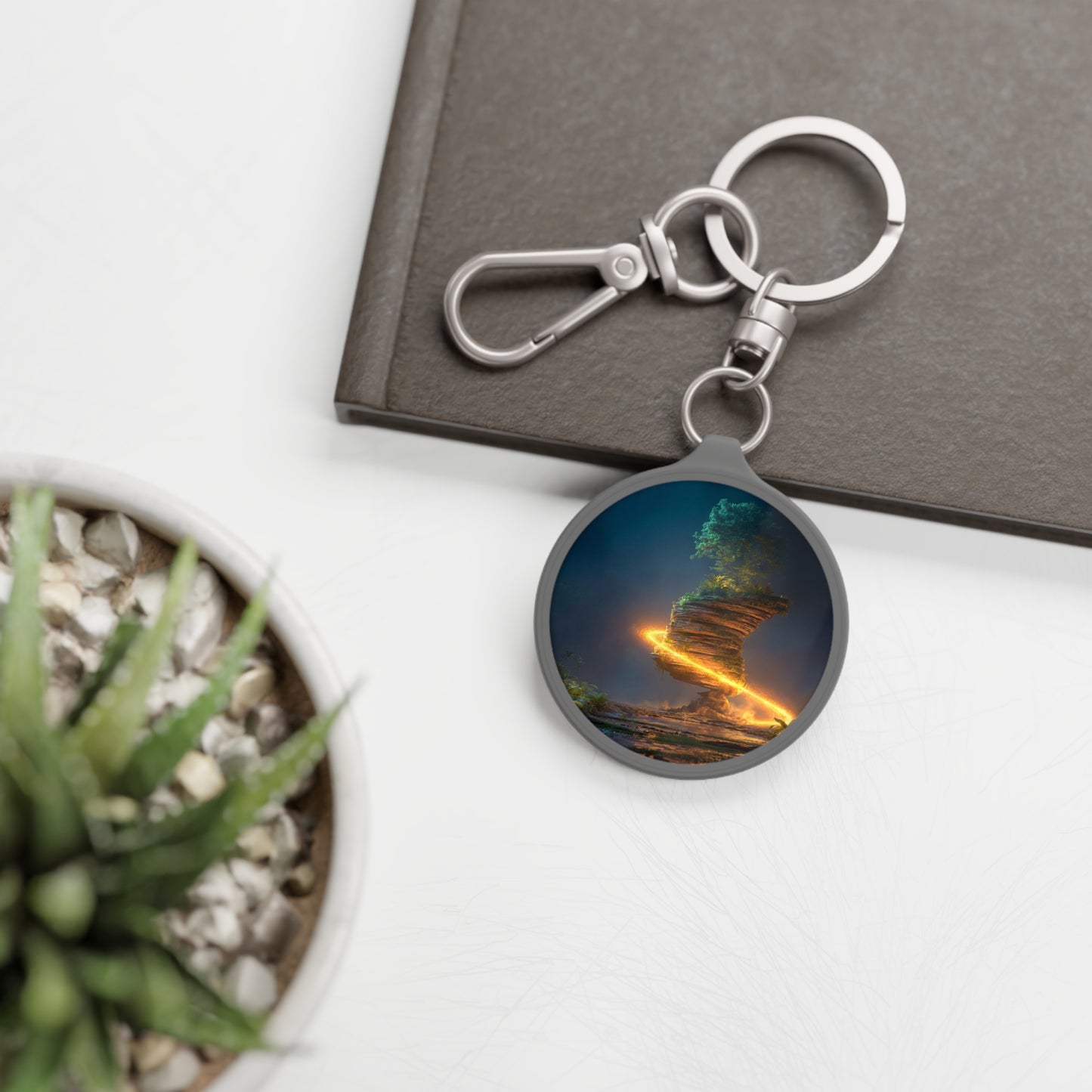 Floating Island Tree Keyring Tag – Celestial Glow in the Twilight Jungle