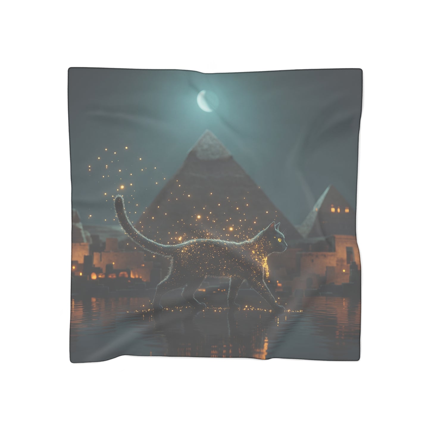 Celestial Cat Poly Scarf – Starlight Walk Through Ancient Sands