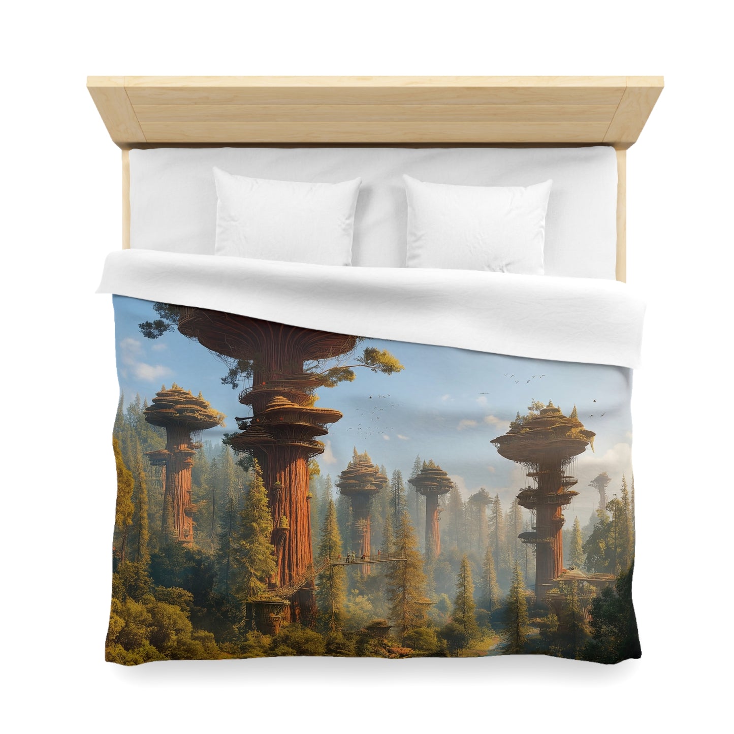 Sky-House Canopy Microfiber Duvet Cover – Whispering Redwood Dreamscape