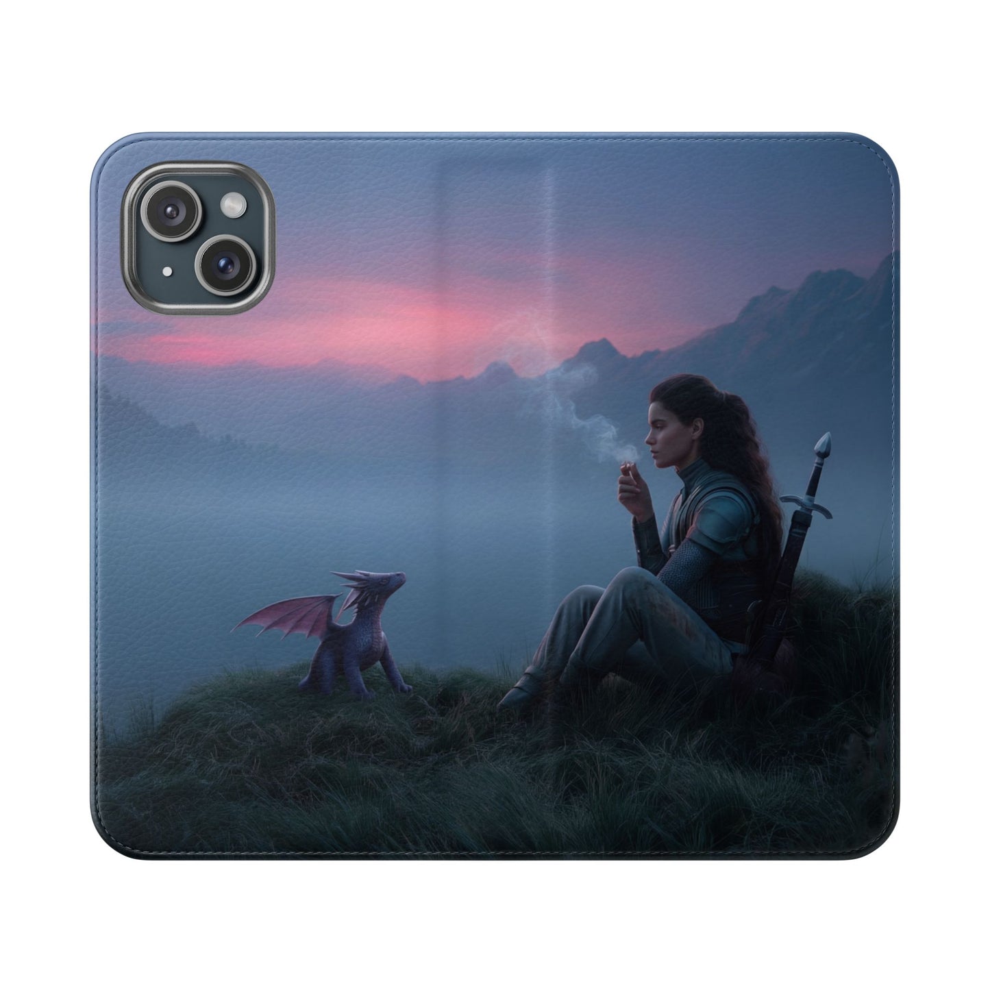 Silent Guardian Flip Cases – Misty Dawn Warrior and Dragon Companion
