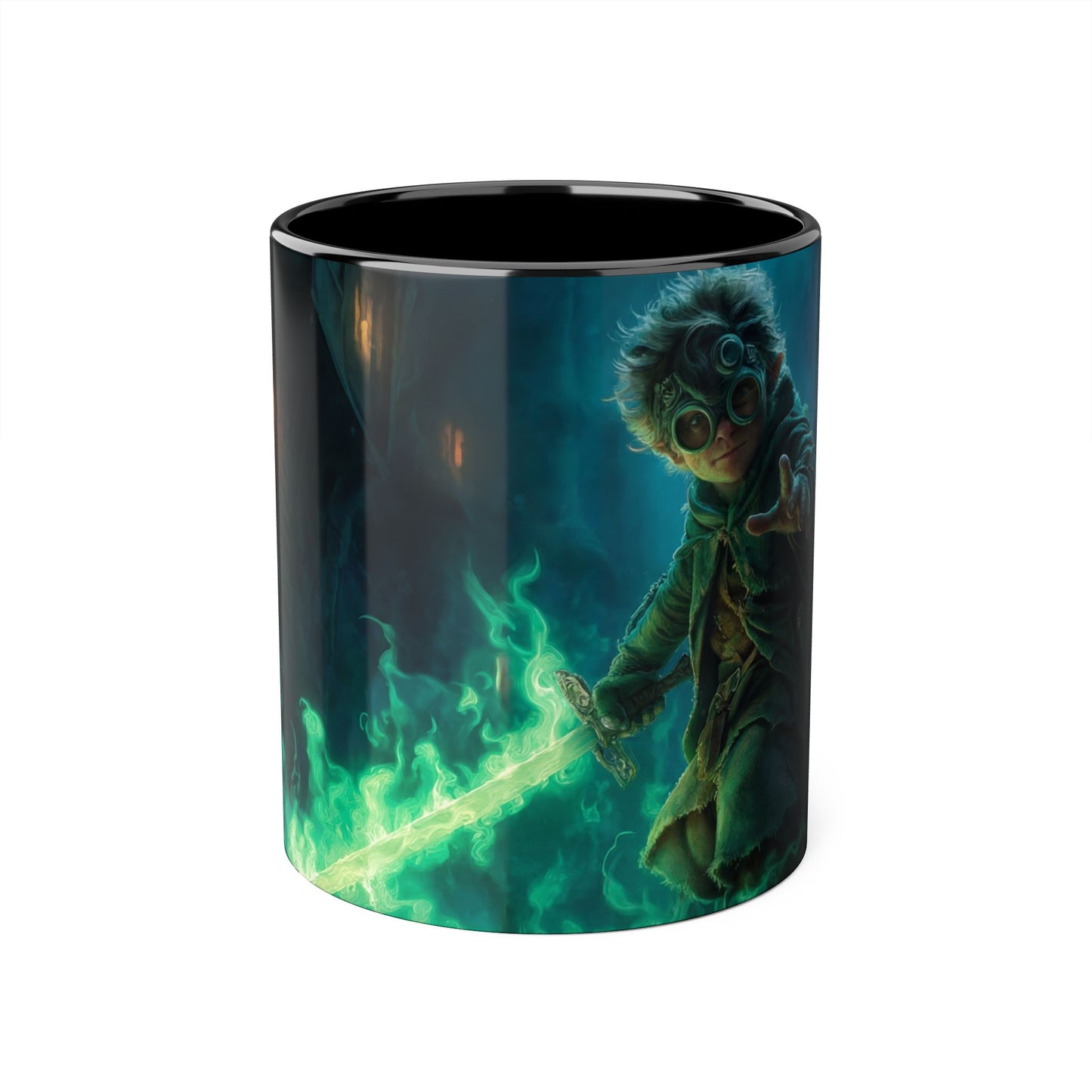 Glimmerblade Elf Warrior Mug – Glowing Green Sword Alley Guardian