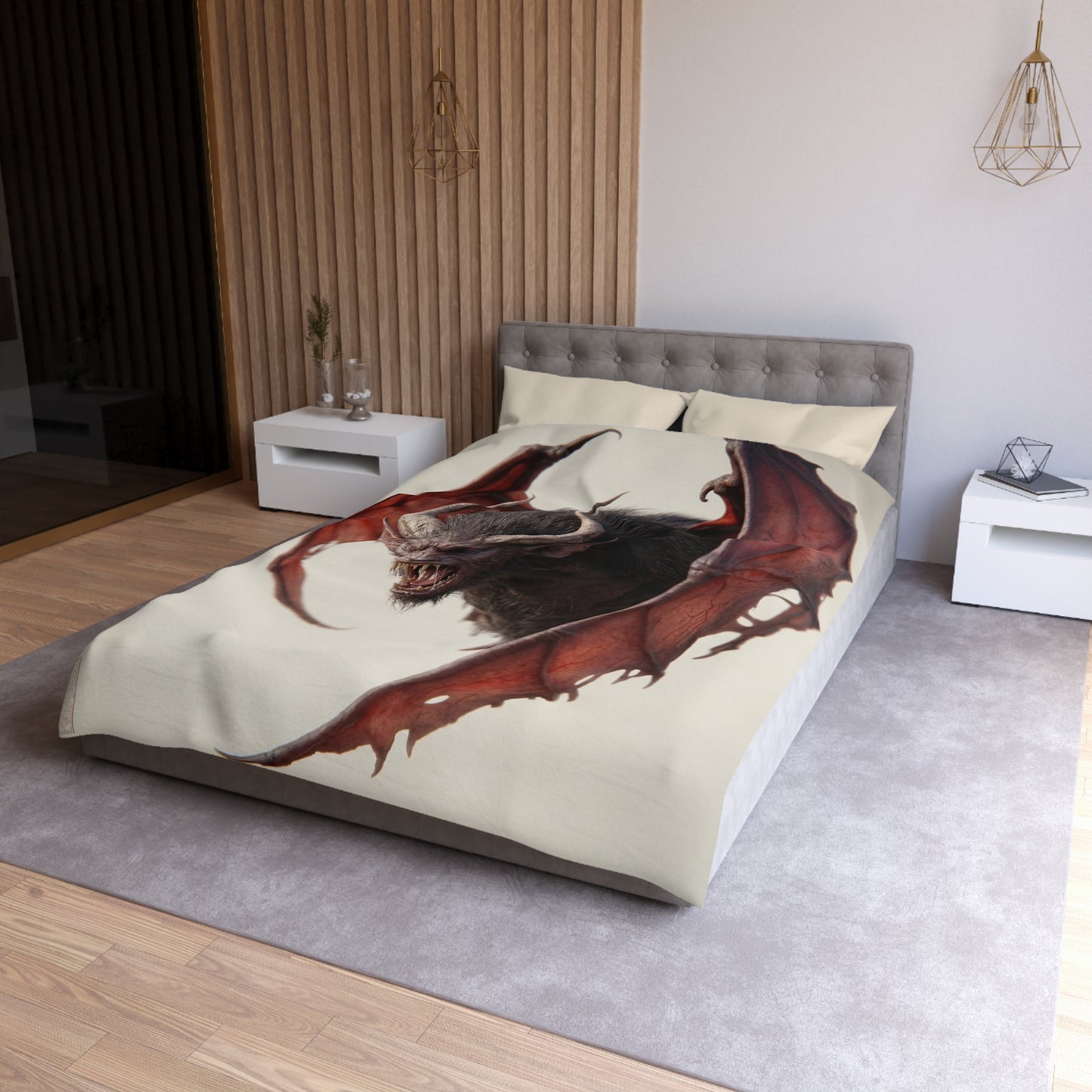 Crimson Winged Horror Microfiber Duvet Cover – Shadowed Beast Roar