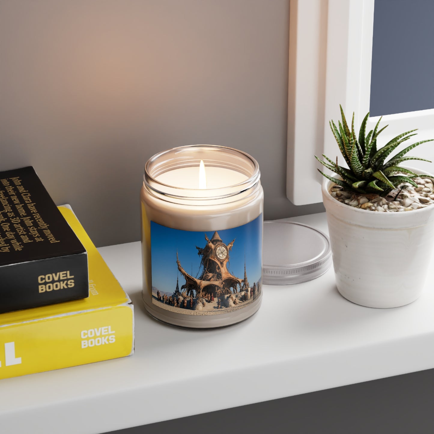 Desert Clocktower Scented Soy Candles with White Lid, 9oz – Timeless Sandscape Ritual