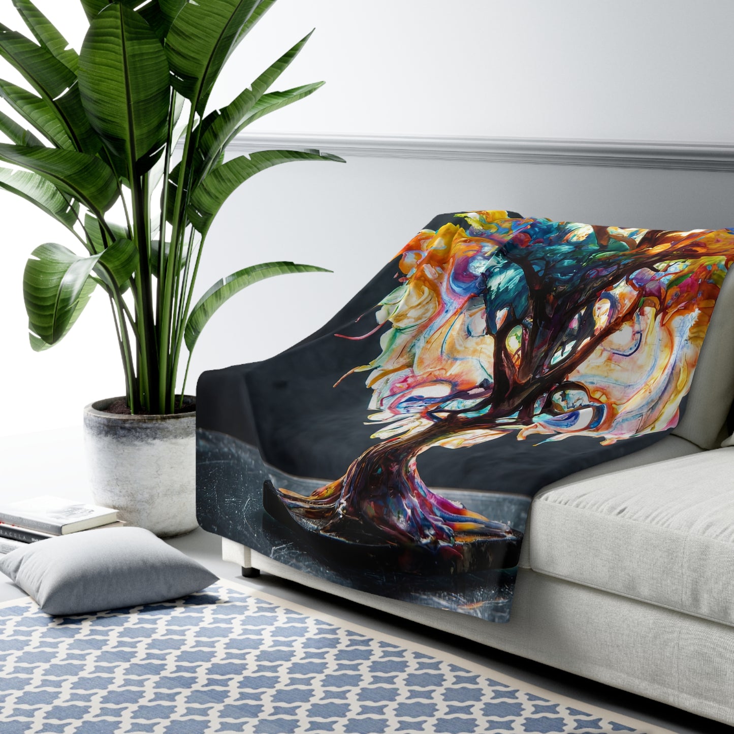 Prism Tree Sherpa Fleece Blanket – Liquid Rainbow Canopy Wrap