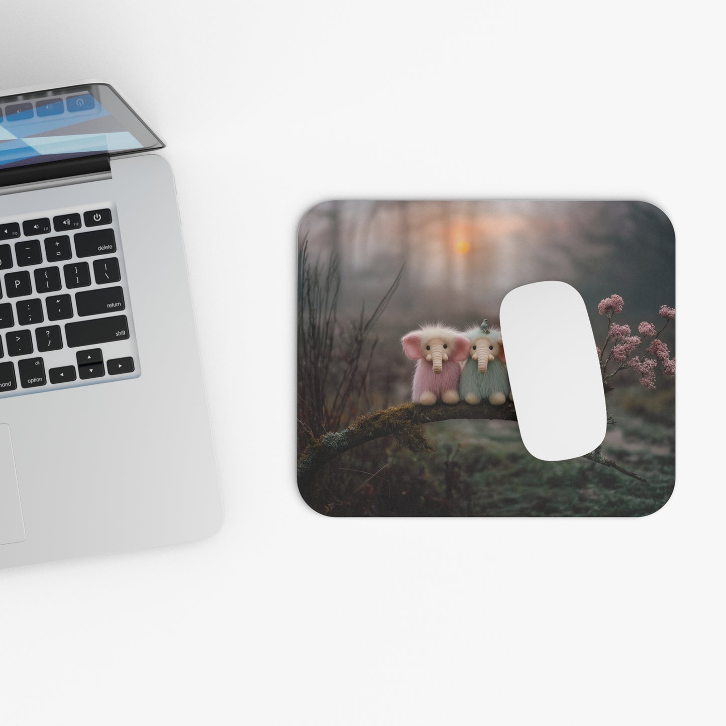 Three Furred Elephants Mouse Pad – Dawn’s Whisper Forest Friends