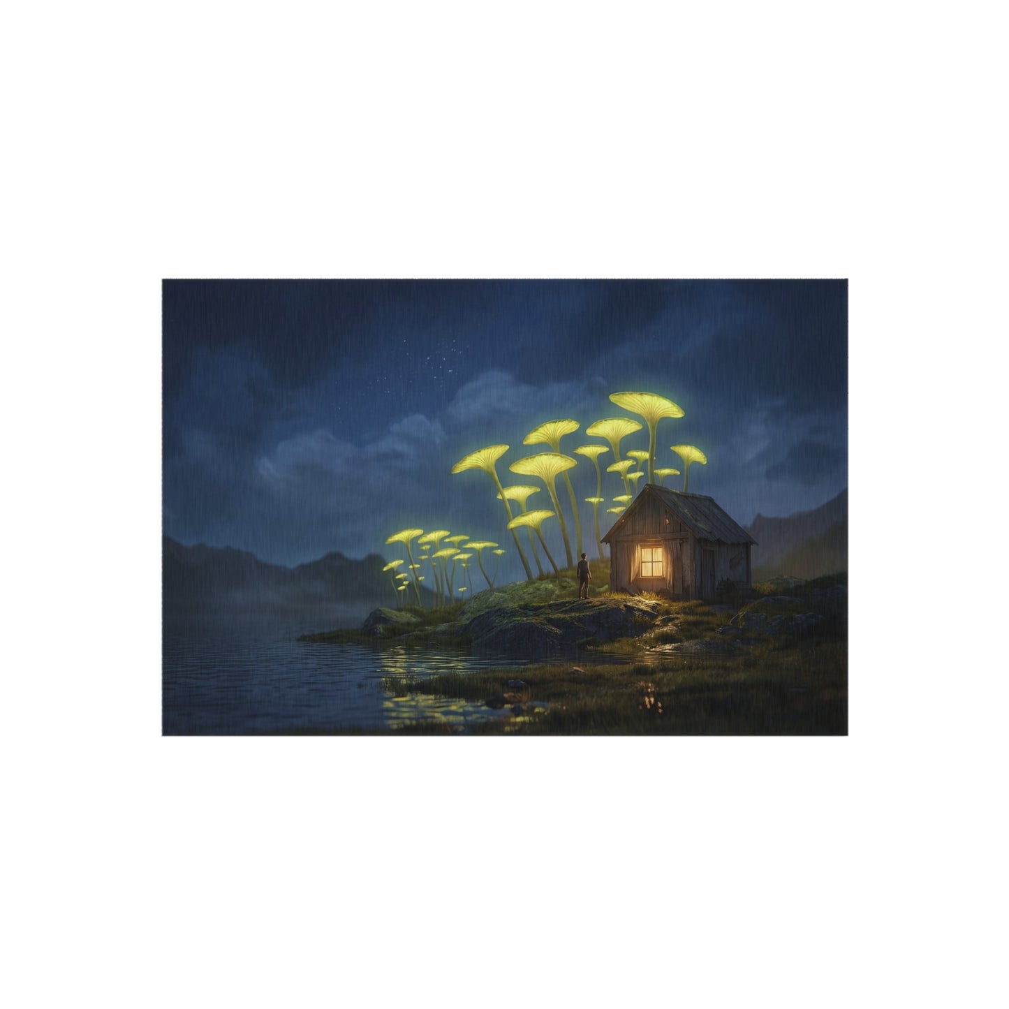Giant Mushroom Cottage Rug – Bioluminescent Forest Escape