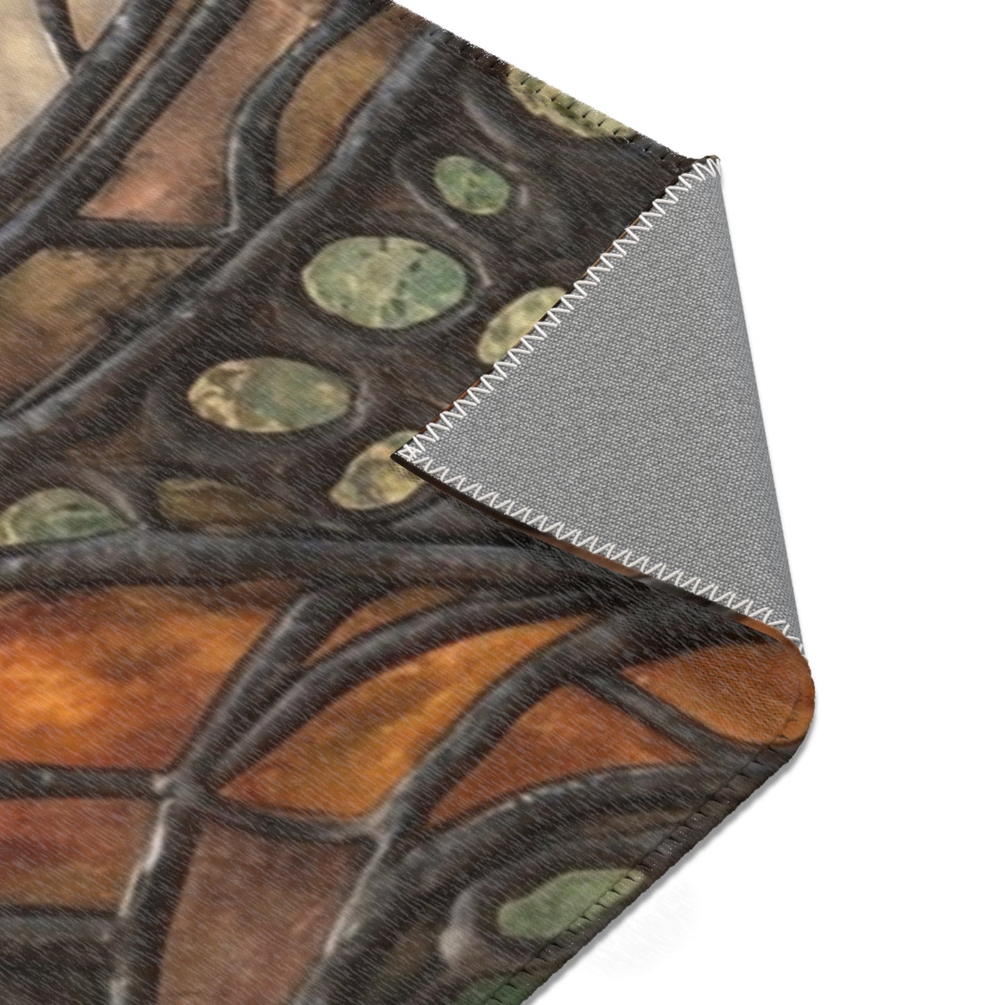 Stained Glass Octopus Area Rug – Amber Tide Dreamscape
