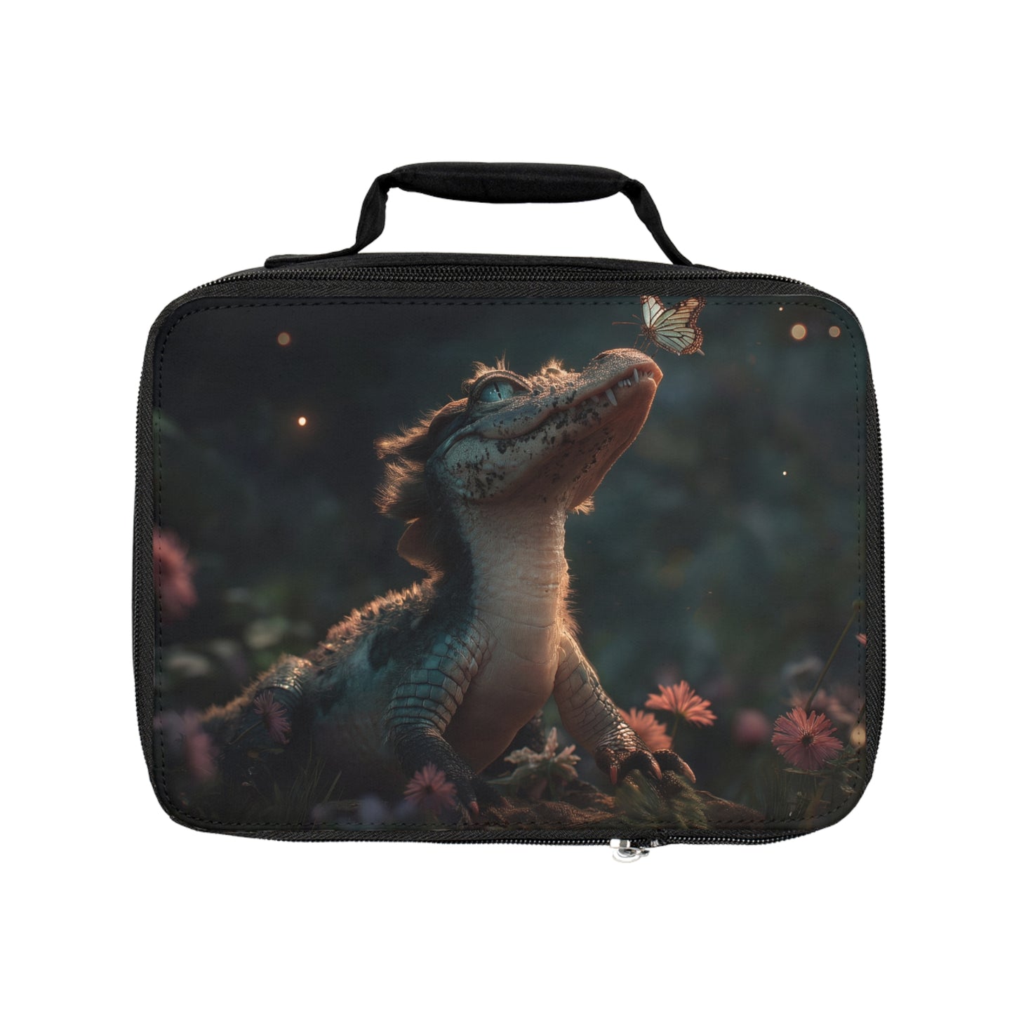 Gentle Crocodile & Butterfly Lunch Bag – Twilight Garden Whimsy
