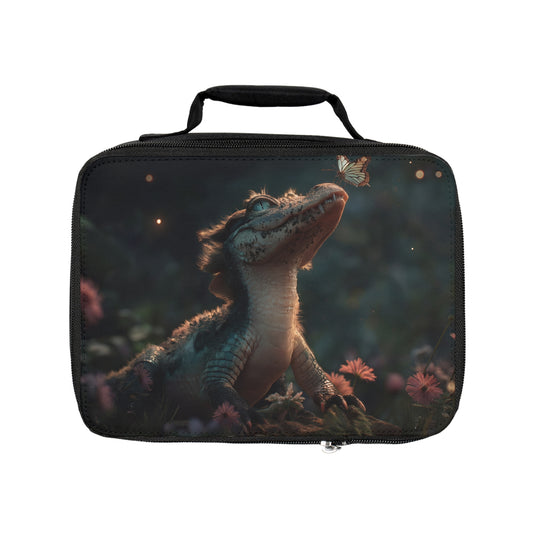 Gentle Crocodile & Butterfly Lunch Bag – Twilight Garden Whimsy