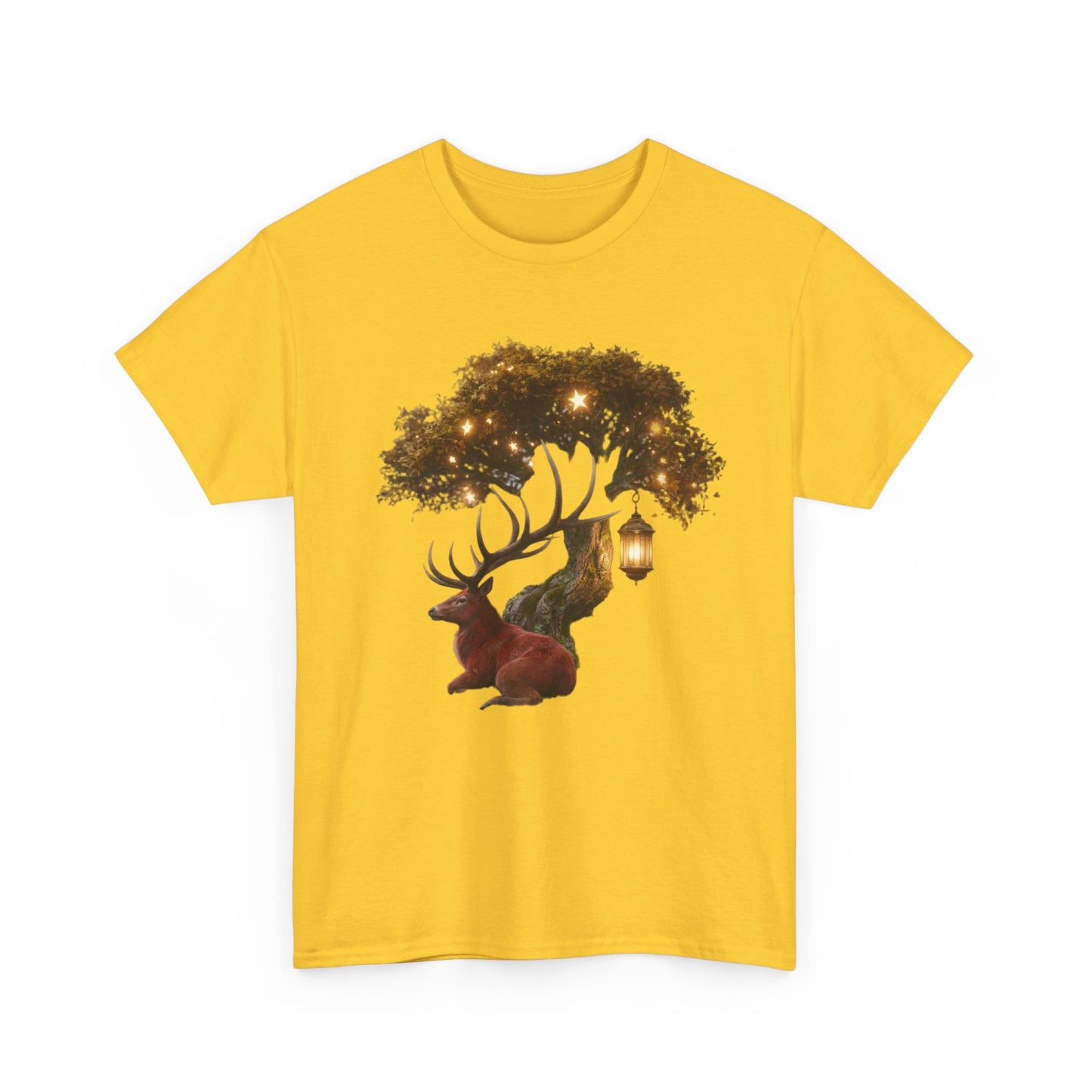 Starlight Stag & Lantern Tee – Autumn Grove Guardian