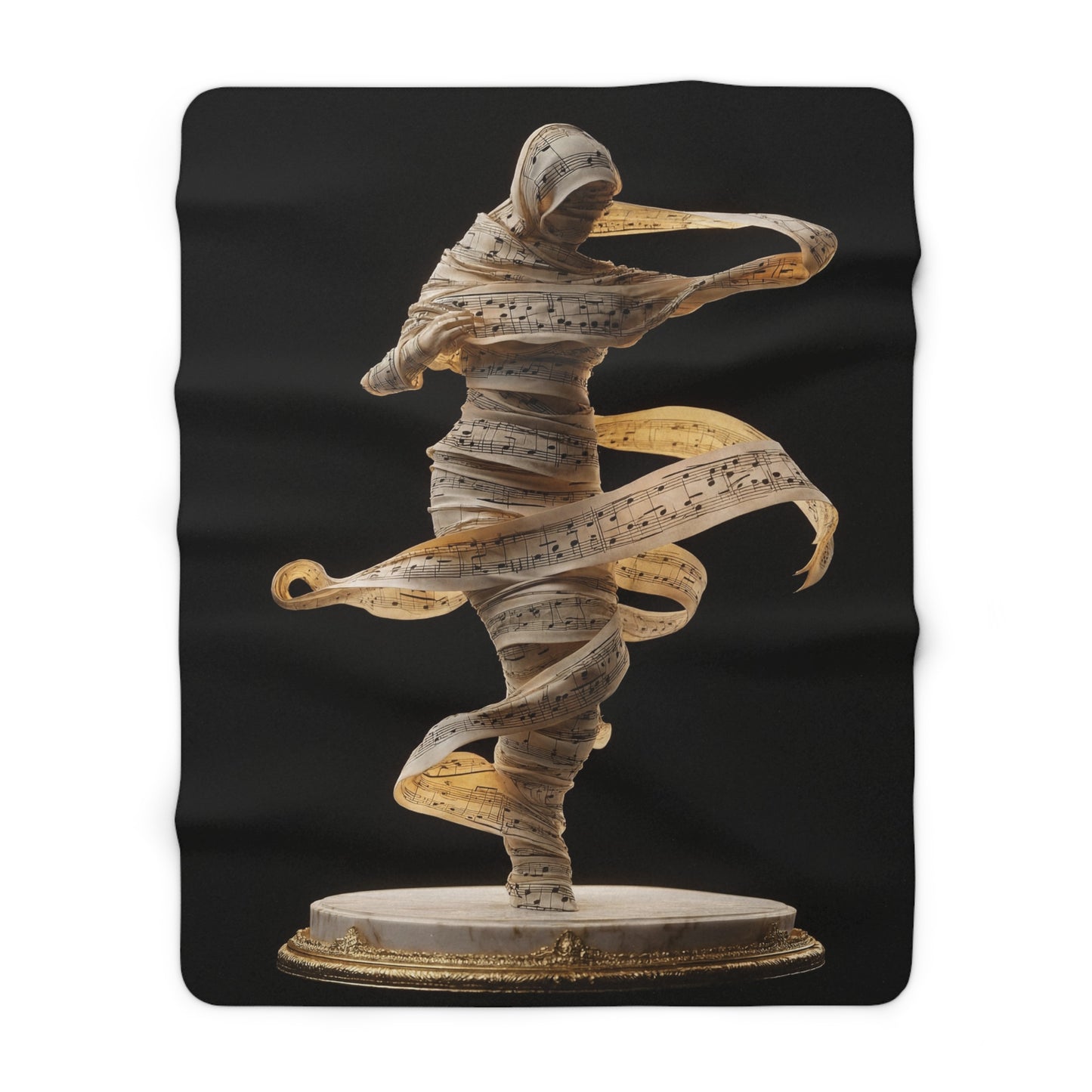 Melodic Muse Sherpa Fleece Blanket – Golden Score Whirlwind
