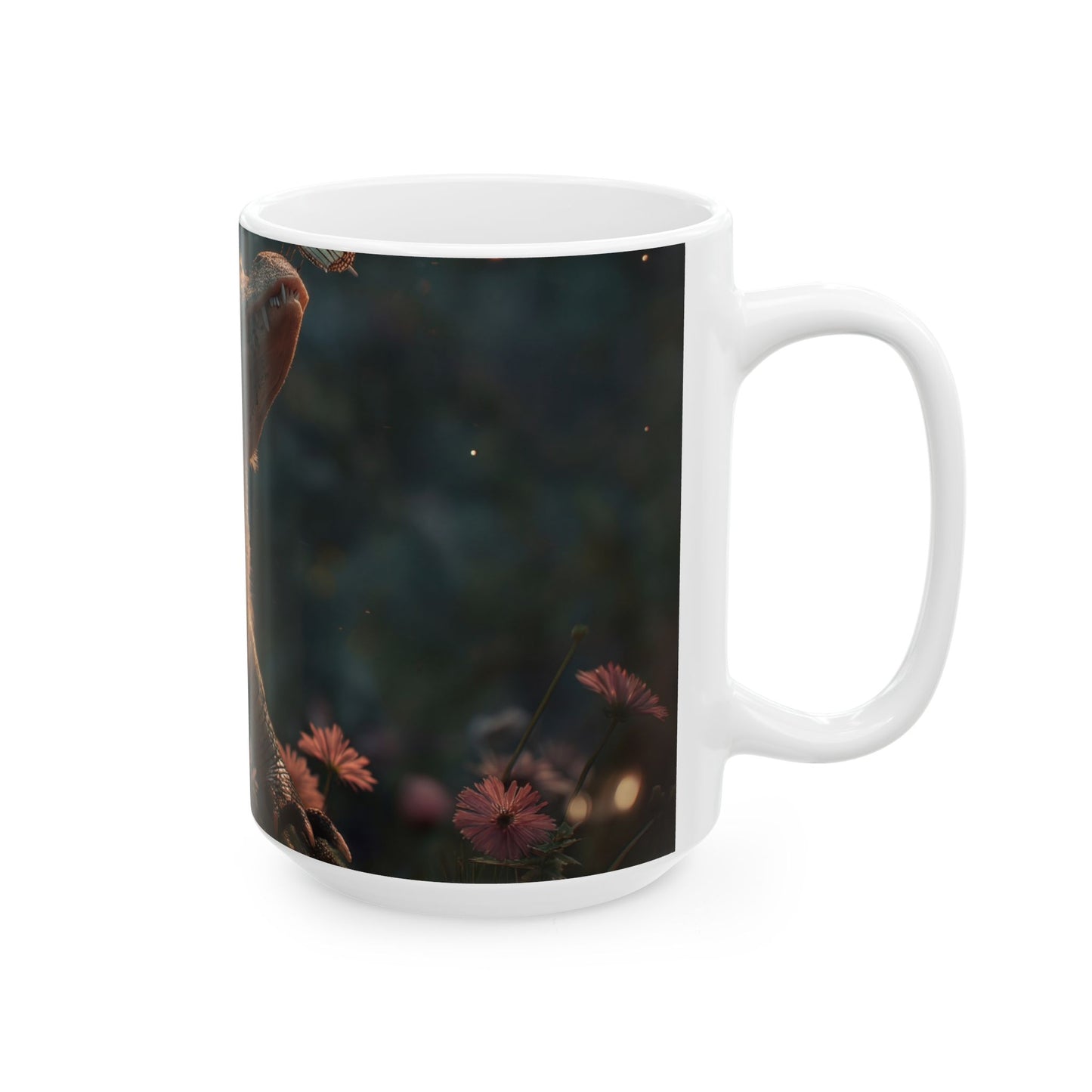 Gentle Crocodile with Butterfly Ceramic Mug – Twilight Meadow Whispers