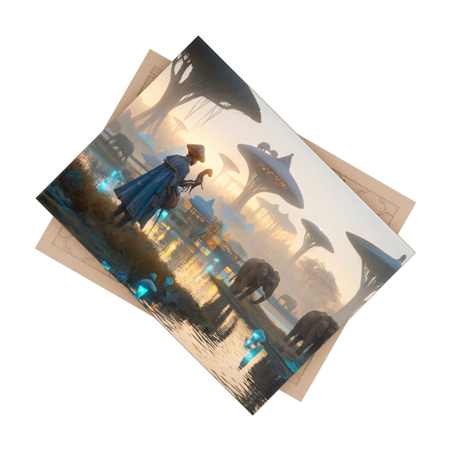 Forgotten Riverkeeper Ceramic Photo Tile – Dawn’s Whisper in a World of Giants