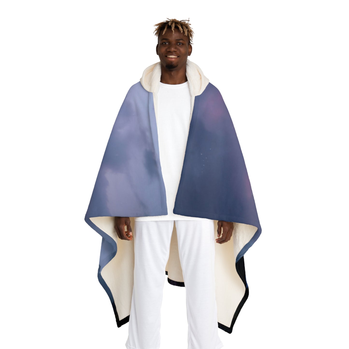 Moonlit Mycophile Hooded Sherpa Fleece Blanket – Whispering Forest Twilight