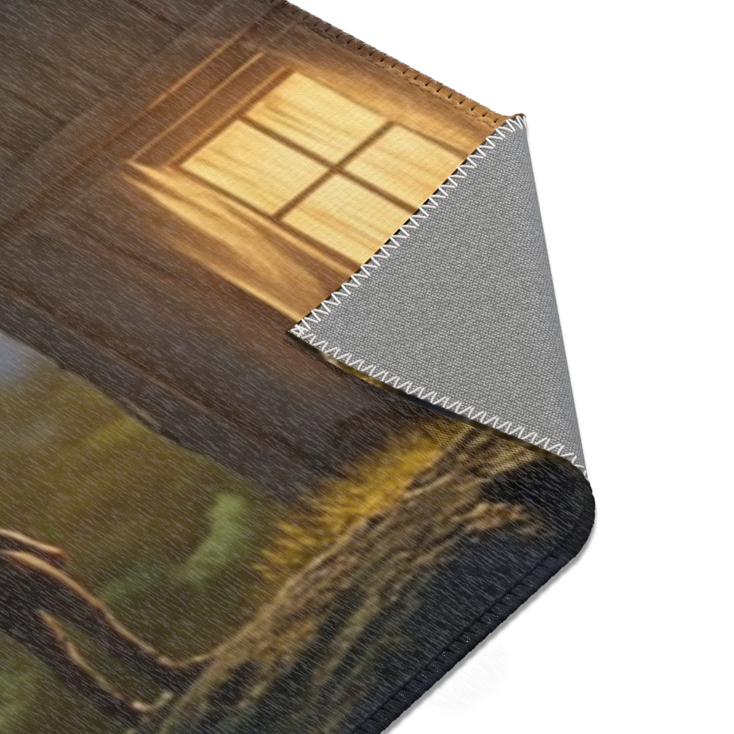 Luminescent Mushroom Cottage Rug – Twilight Haven by the Lake