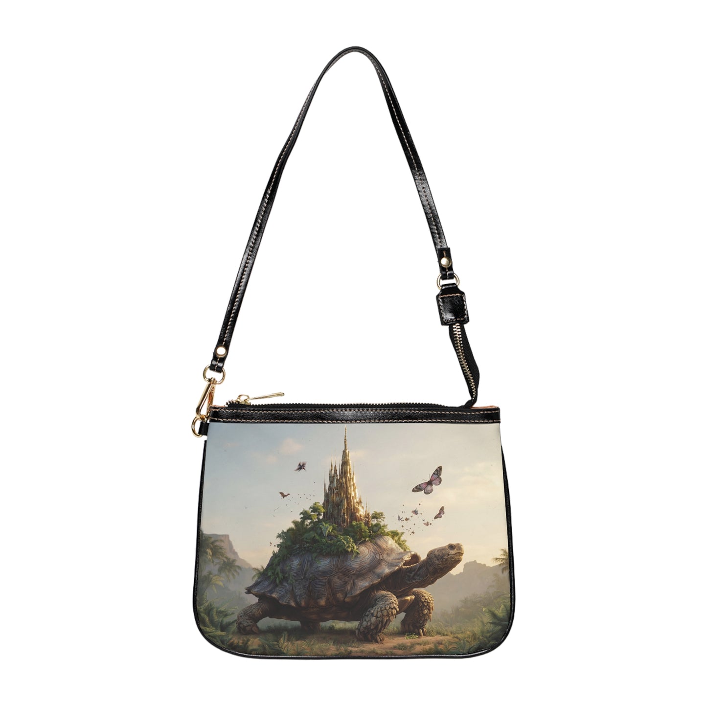 Castle-Sailing Tortoise Shoulder Bag – Sunset Realm of Whispers