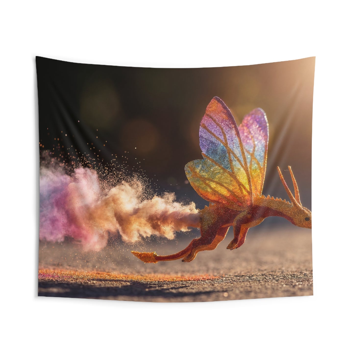 Glitter Dragon in Color Burst Indoor Wall Tapestries – Sunlit Fantasy Flight
