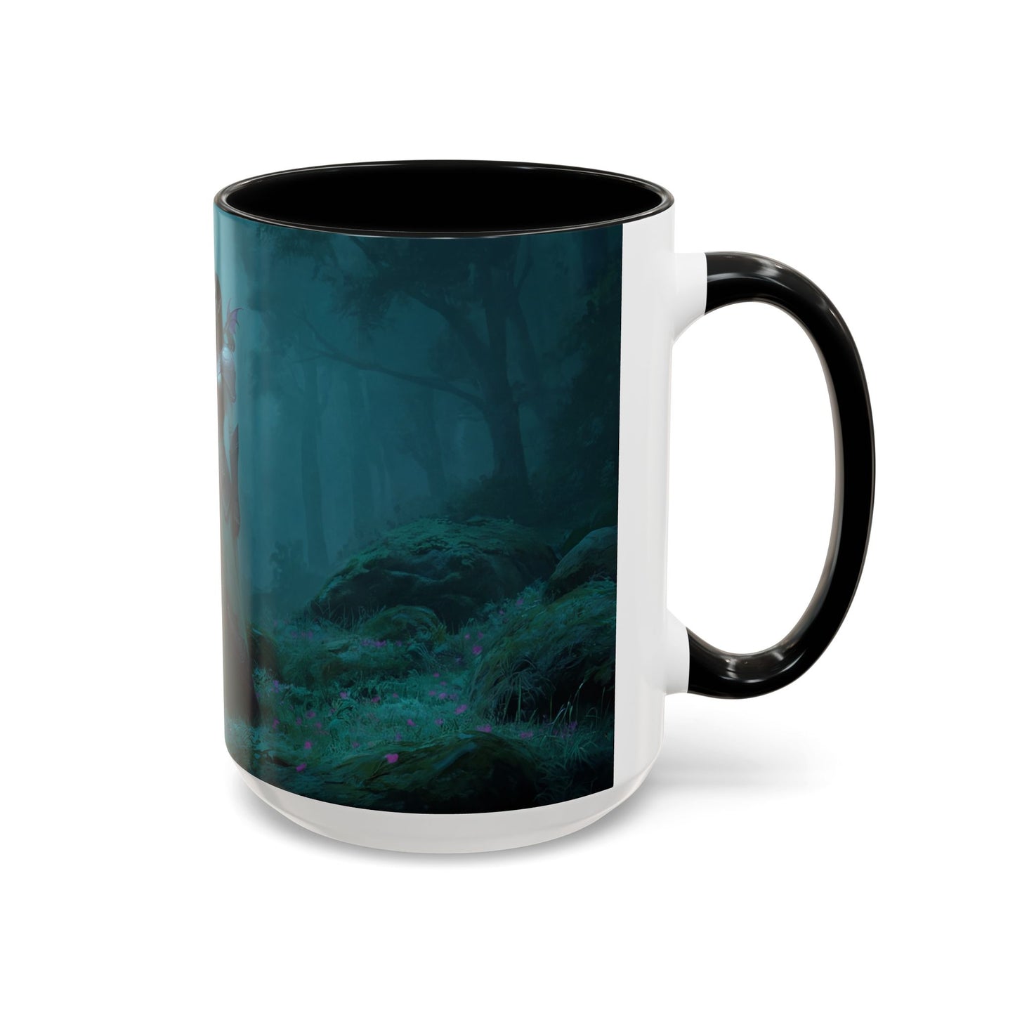 Glowing Sword Elf Sentinel Accent Coffee Mug (11, 15oz) – Misty Forest Guardian