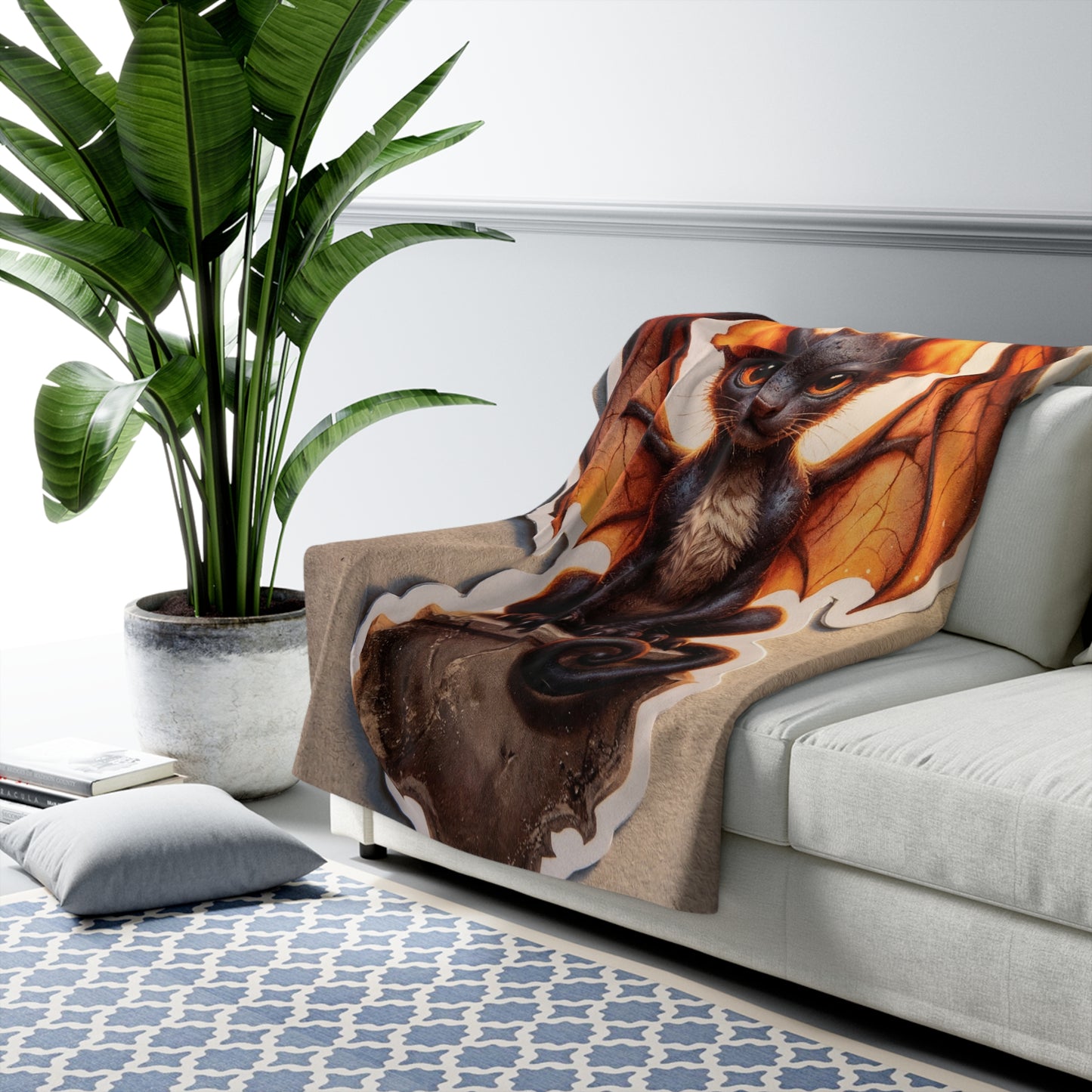 Ember Wing Batcat Sherpa Fleece Blanket – Twilight Guardian Sticker Art