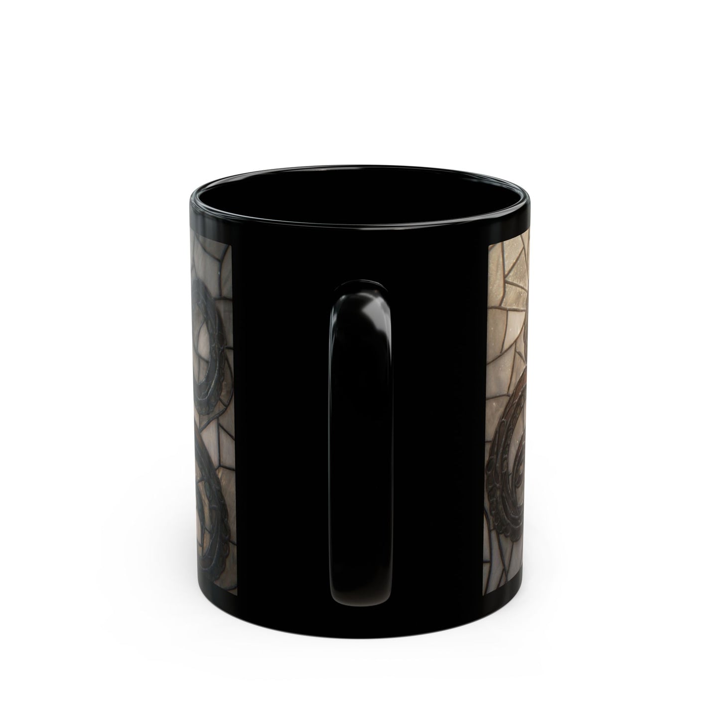Art Nouveau Octopus Stained Glass Mug – Warm Amber Depths Design