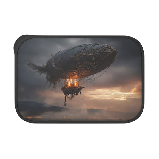Steampunk Airship PLA Bento Box with Band and Utensils – Twilight’s Gilded Winged Voyage