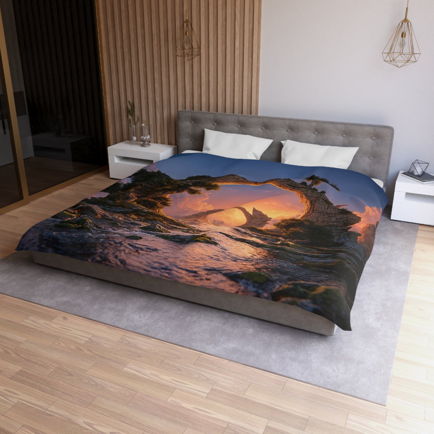 Stone Archway Duvet Cover – Sunset Portal Through Ancient Rocks