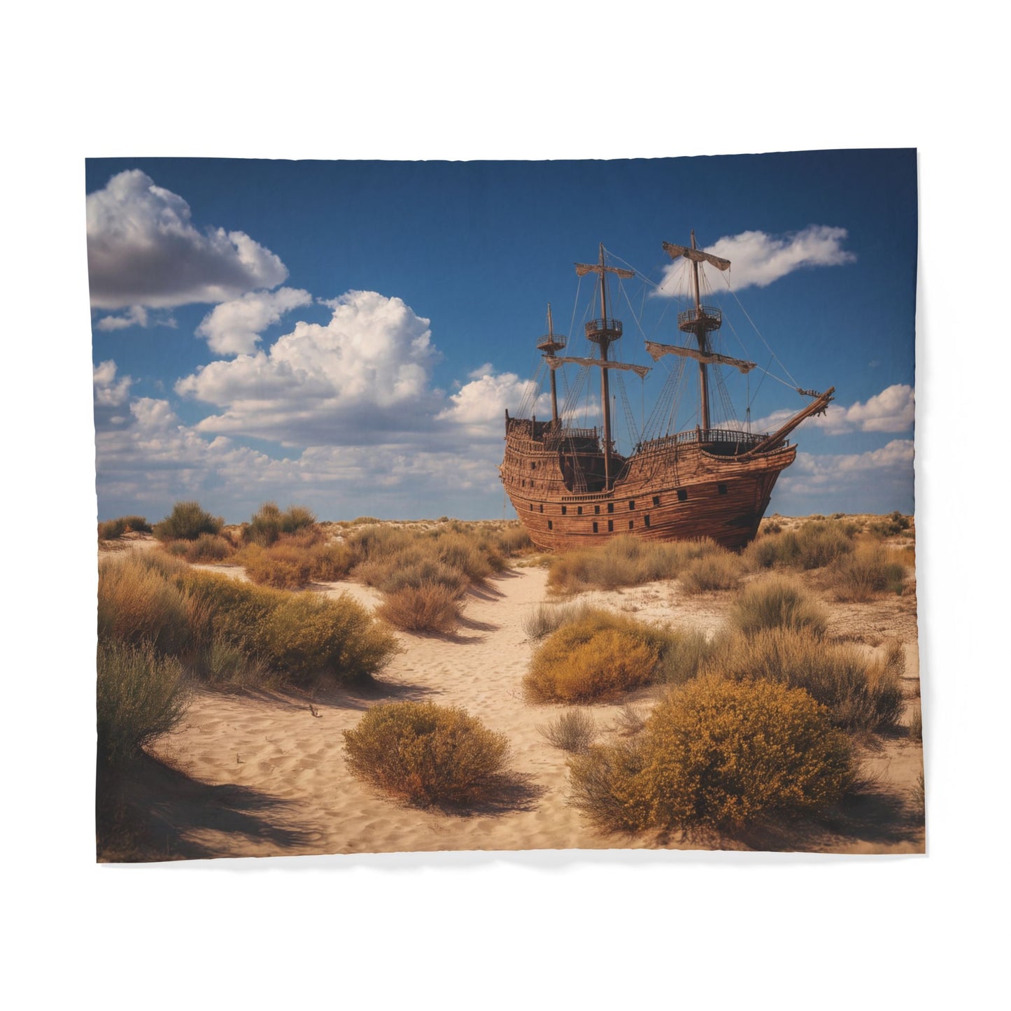 Desert Galleon Cotton Duvet Cover – Wrecked Sea-Beast Sandscape