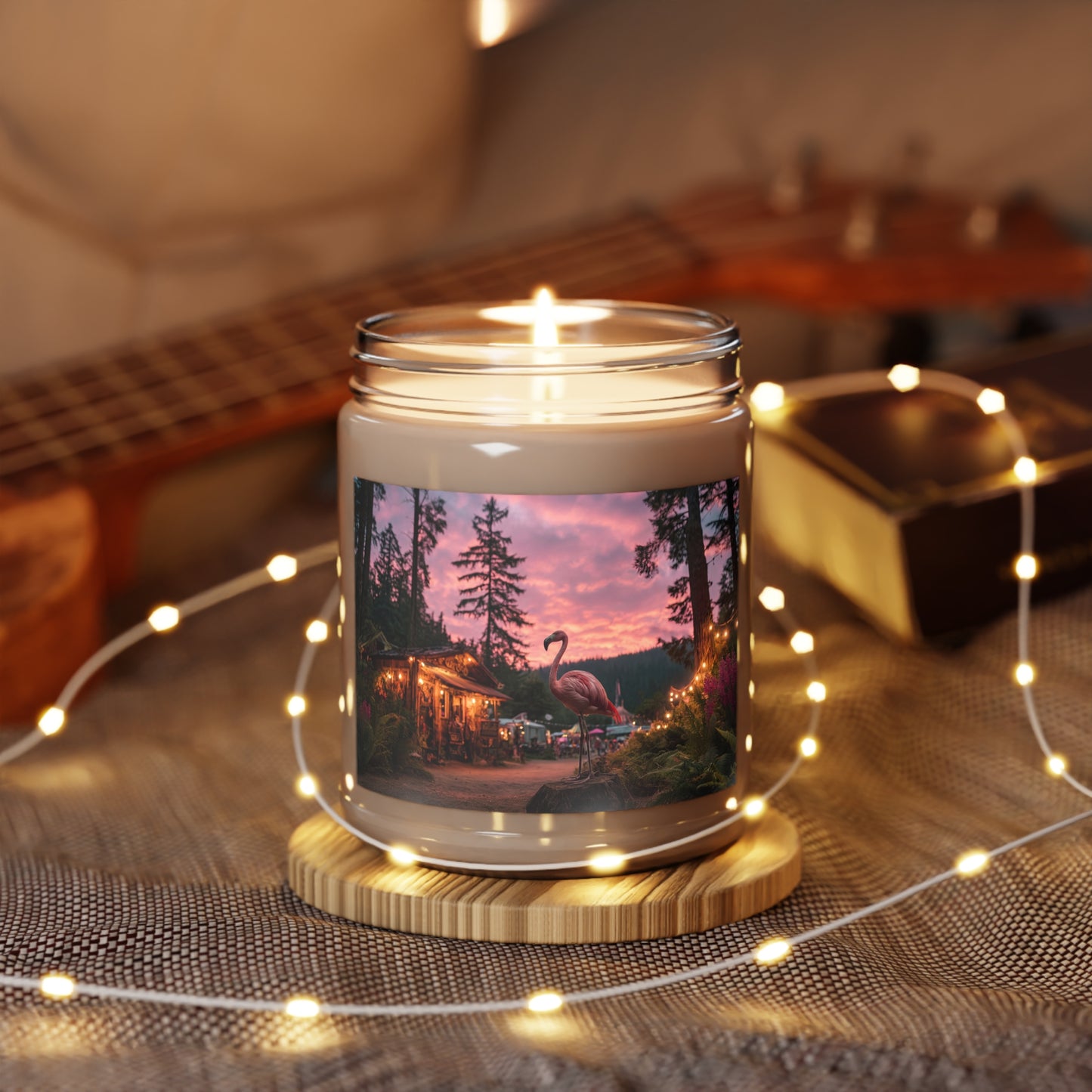 Forest Flamingo Scented Soy Candles with White Lid, 9oz – Twilight Campground Serenity