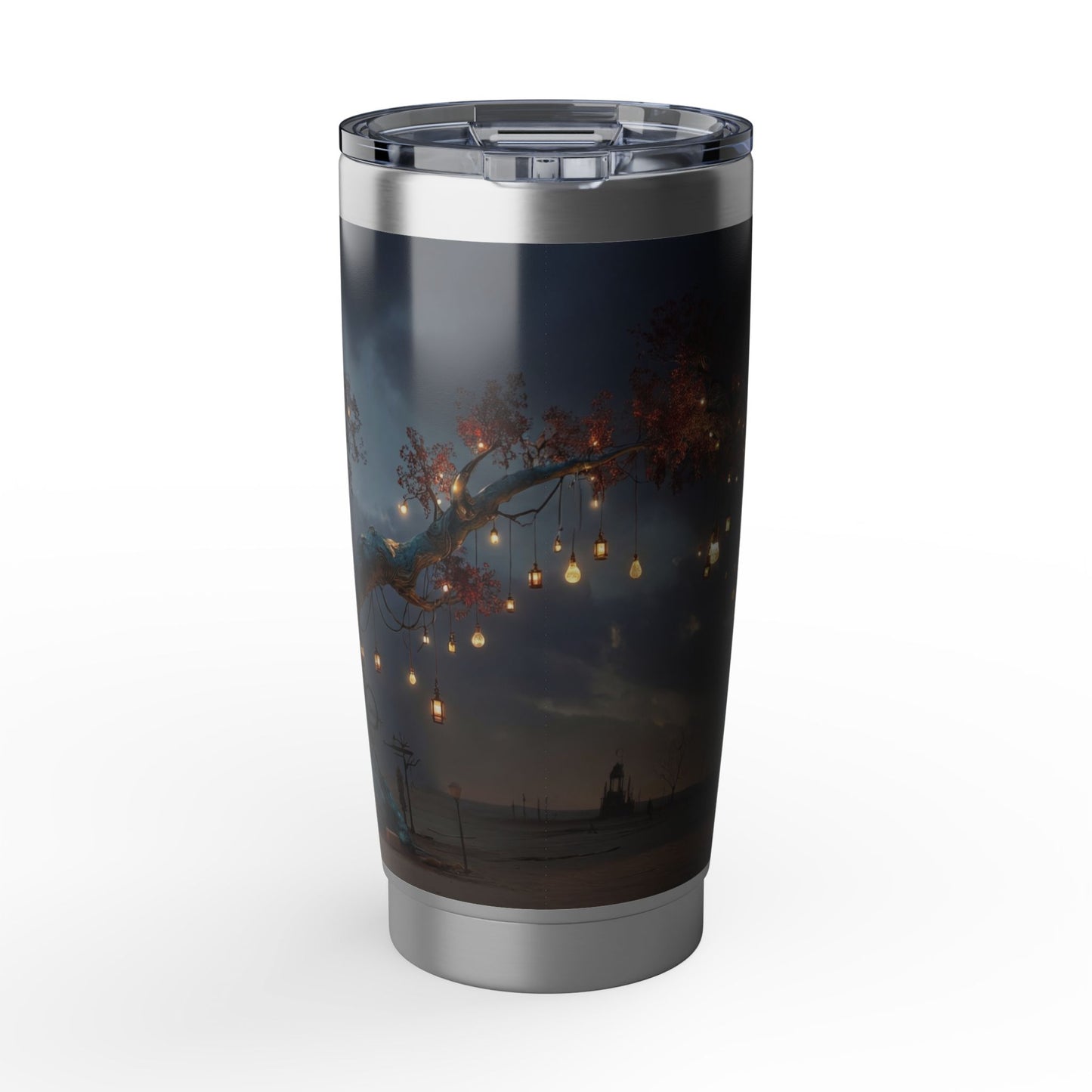 Whispering Lantern Tree Vagabond 20oz Tumbler – Desert Oasis at Dusk