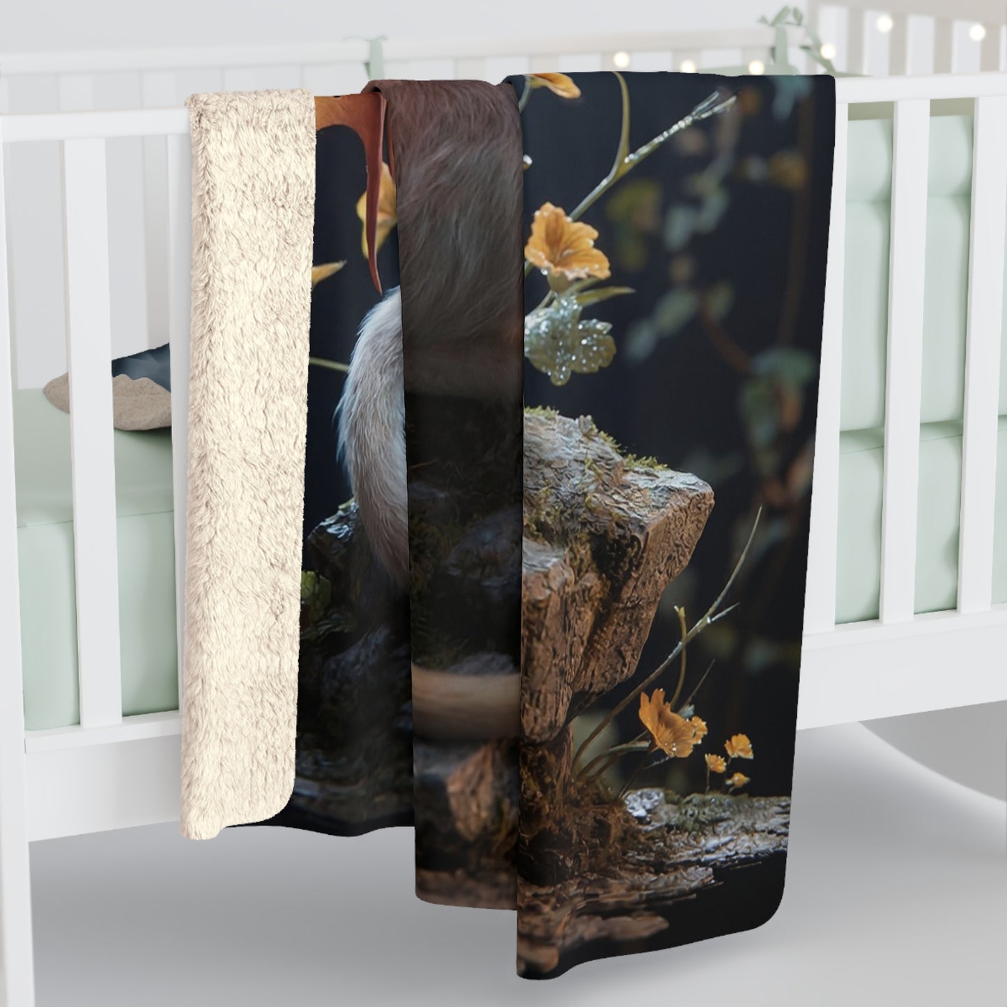 Lunar Dragon Cat Sherpa Fleece Blanket – Whispering Moonlit Guardian