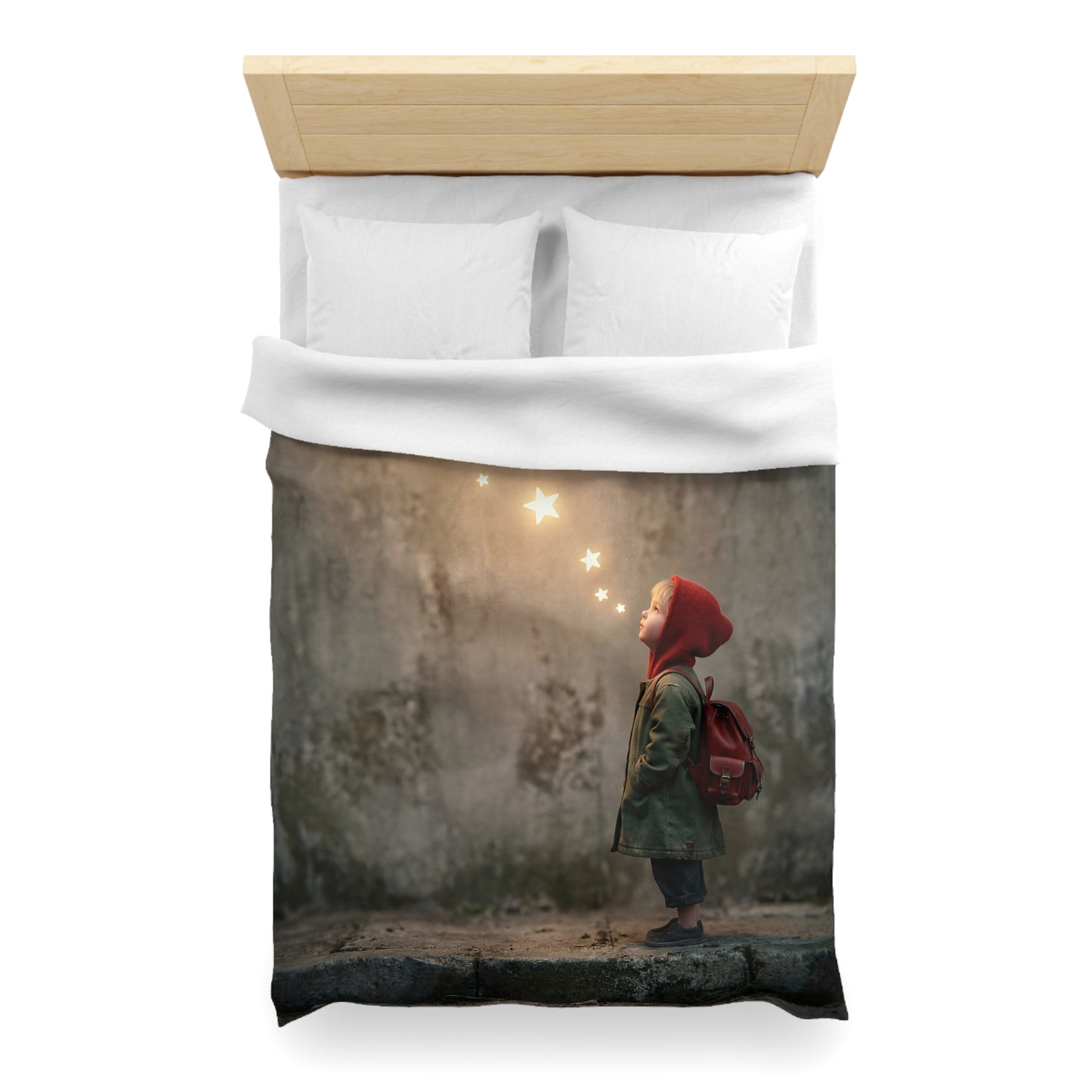 Star-Whisperer Microfiber Duvet Cover – Warm Glow of Childhood Wonder