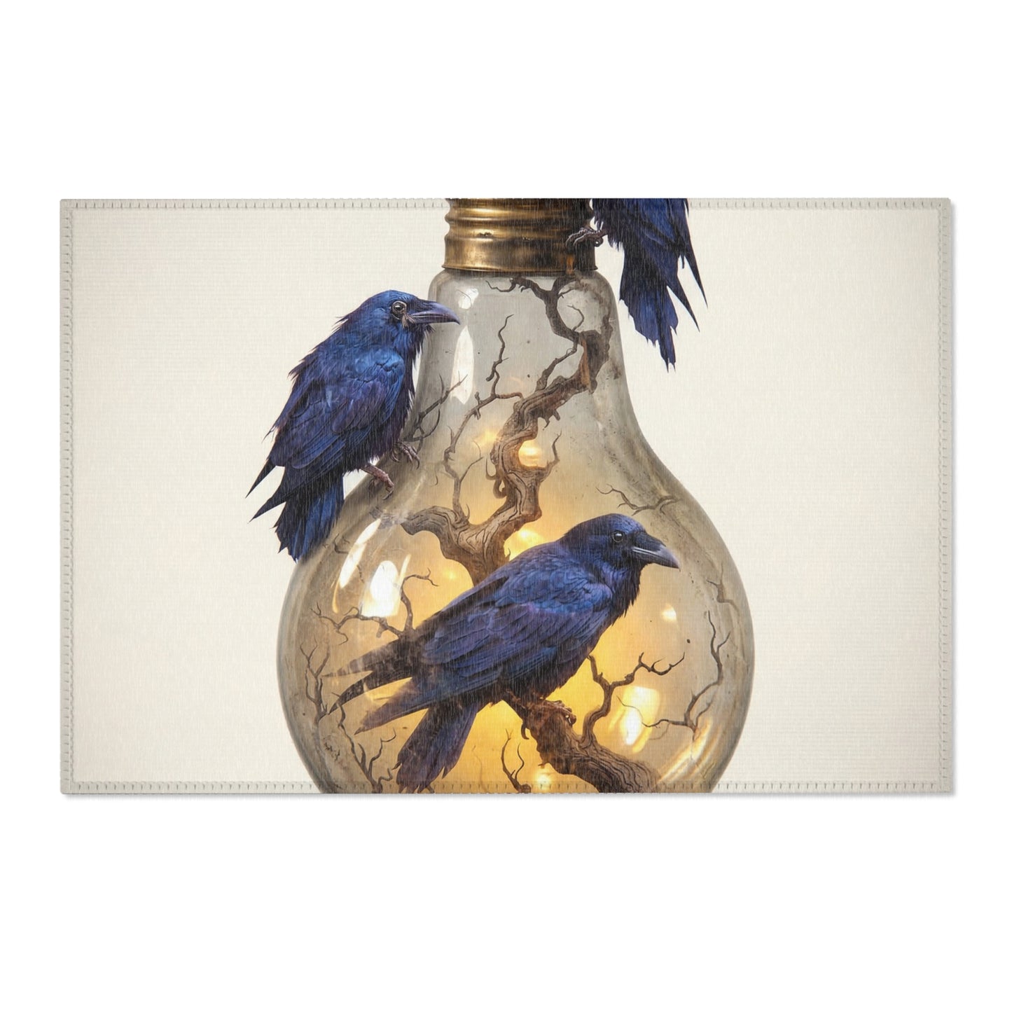 Ravens in the Lightbulb Area Rug – Midnight Wisdom Dreamscape