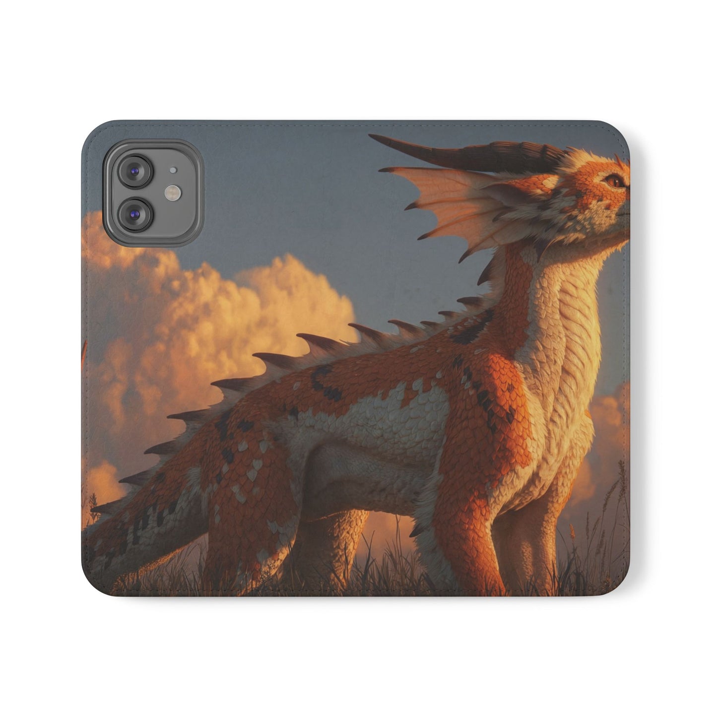 Gilded Dragon Flip Cases – Amber Sunset Guardian