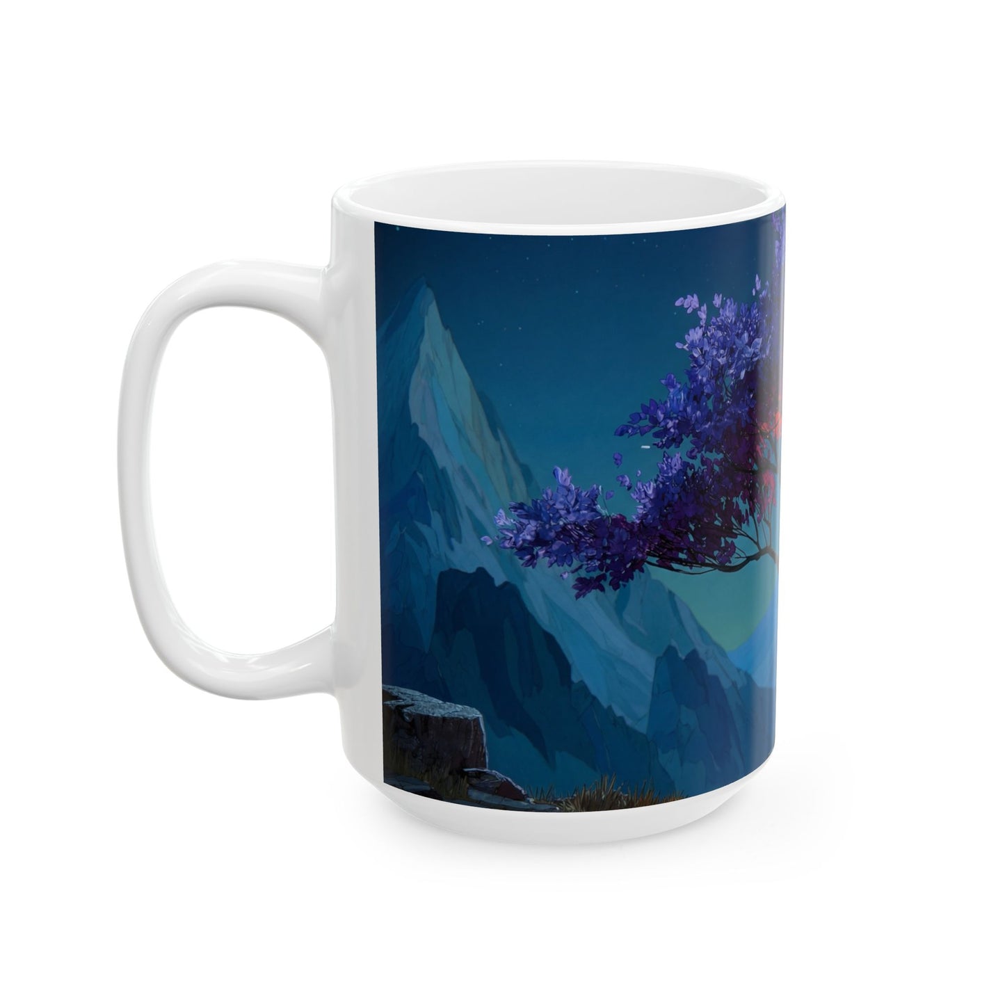 Celestial Tree Ceramic Mug – Twilight Bloom Dreamscape