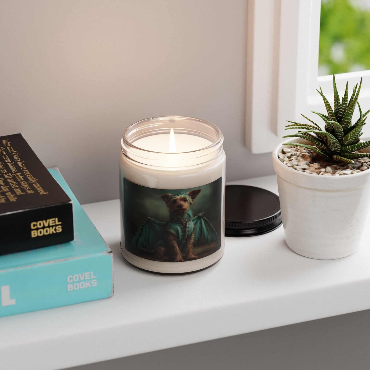 Dragonling Yorkshire Terrier Scented Soy Candle, 9oz – Emerald Winged Guardian