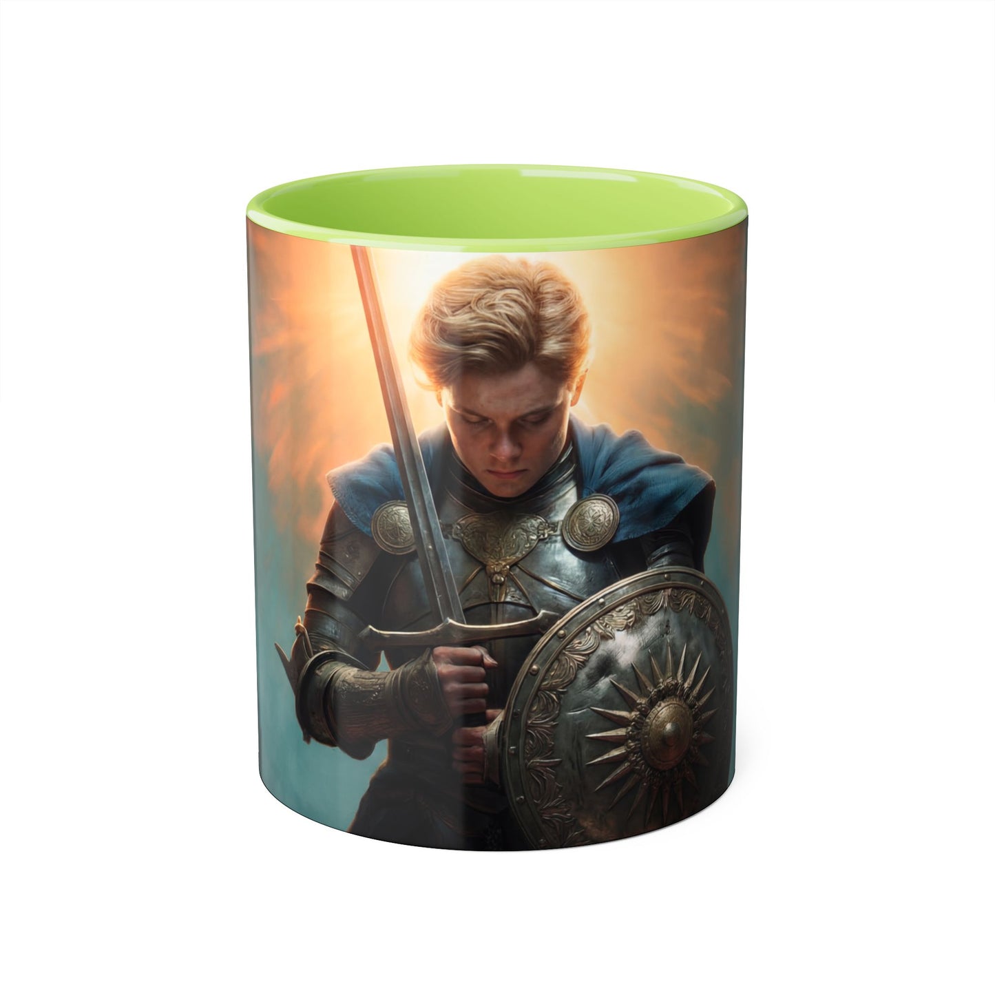 Dawn’s Edge Knight Mug – Radiant Armor & Sunburst Dawn