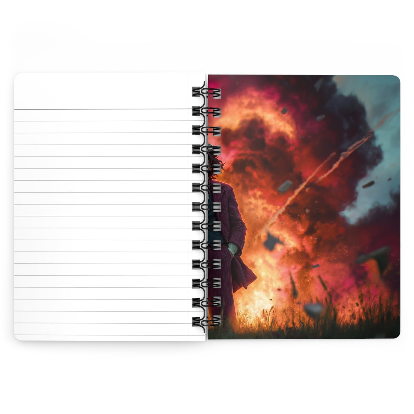 Mad Scientist Amidst Crimson Explosion Spiral Bound Journal – Calm in the Chaos
