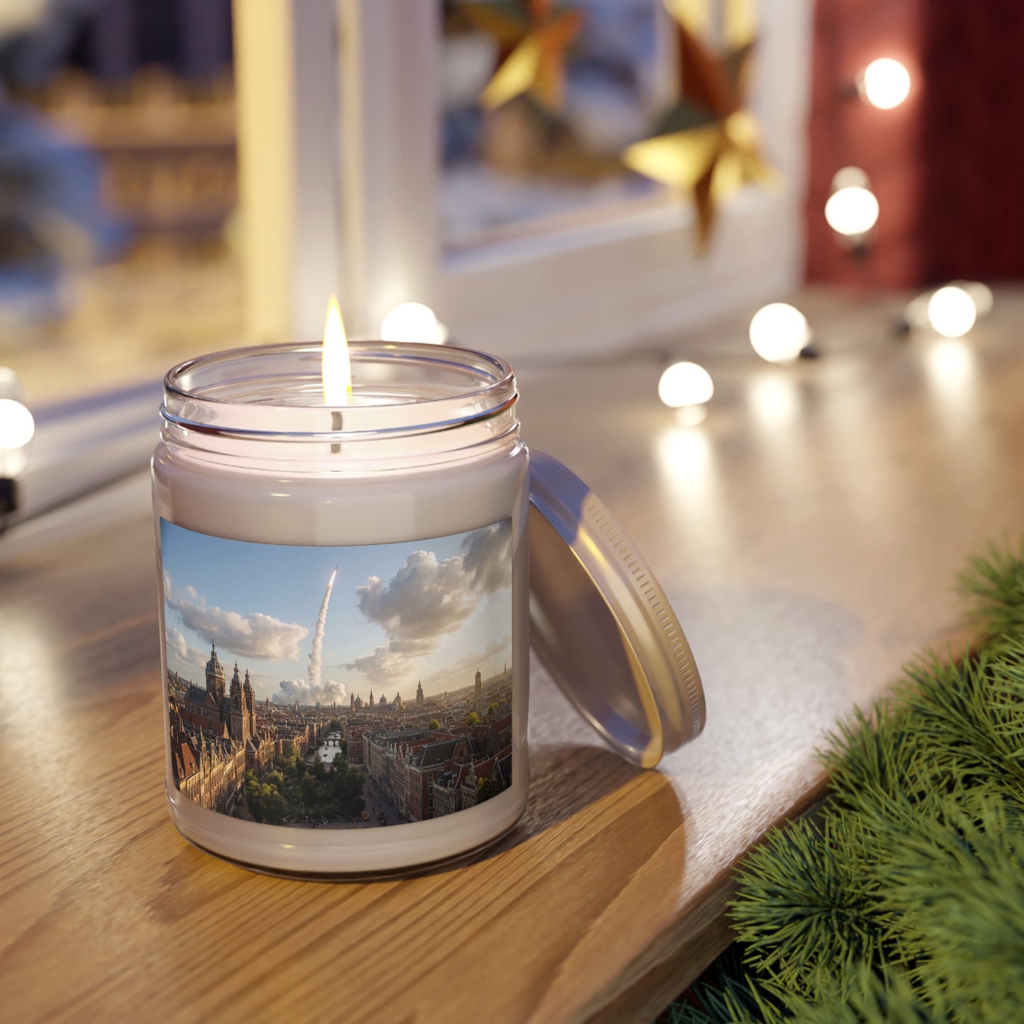 Rocket Through Amsterdam Scented Soy Candles with White Lid, 9oz – Dawn’s Quiet Ascent
