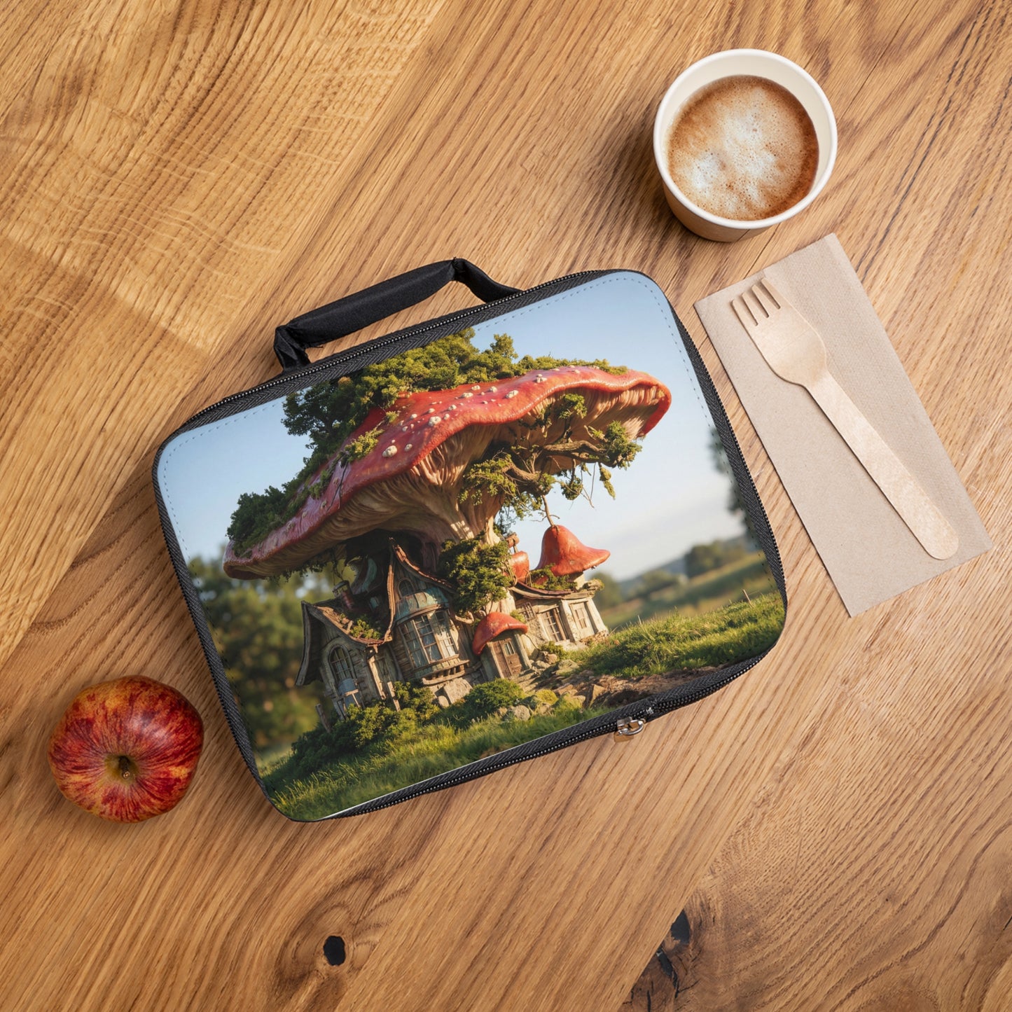 Mushroom Cottage Lunch Bag – Whimsical Forest Home for Your Midday Escape
