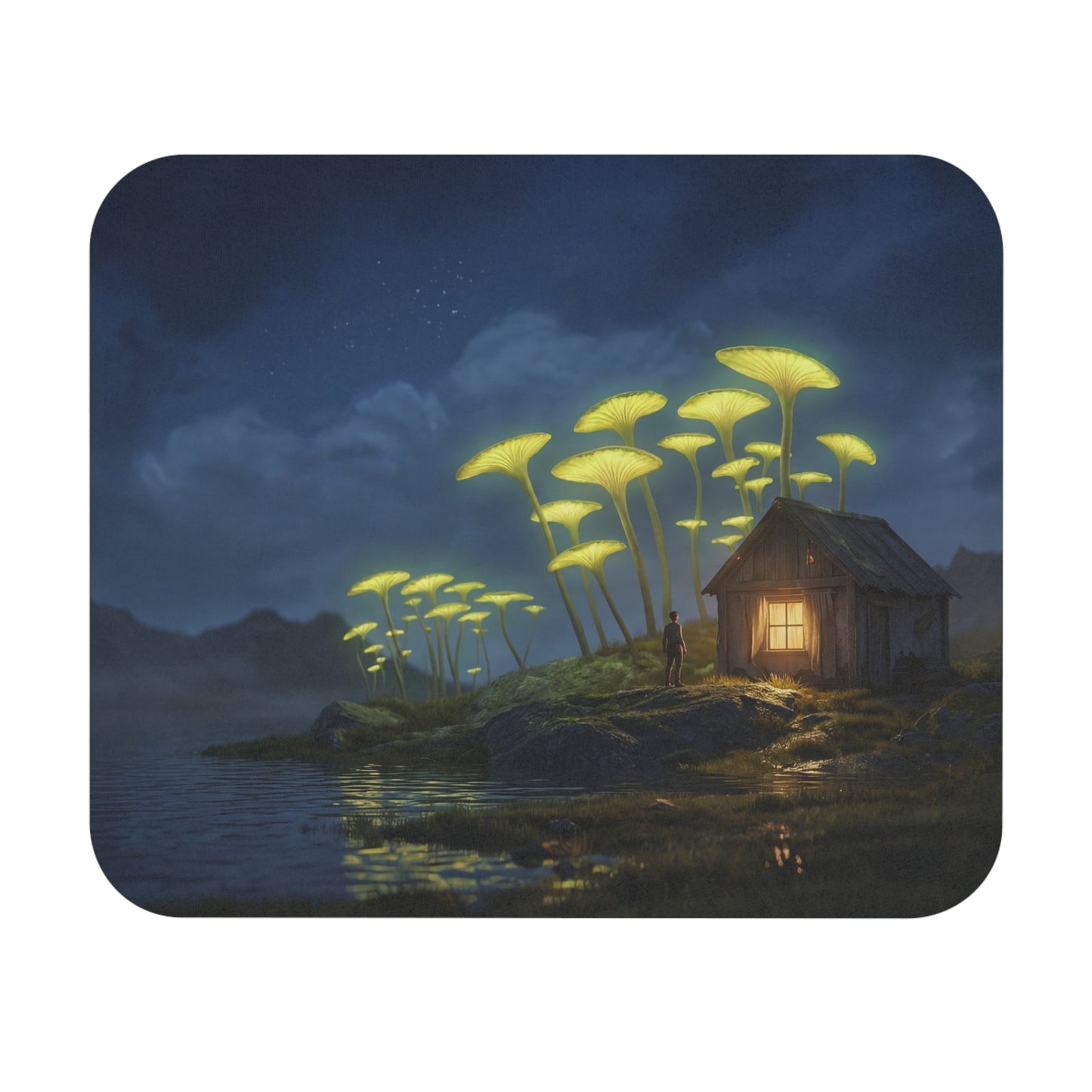 Luminous Mushroom Cottage Mouse Pad – Night’s Quiet Glow