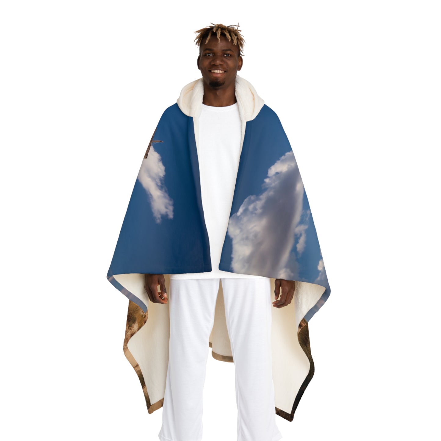 Desert Shipwreck Hooded Sherpa Fleece Blanket – Sun-Scorched Navigator Dreamscape