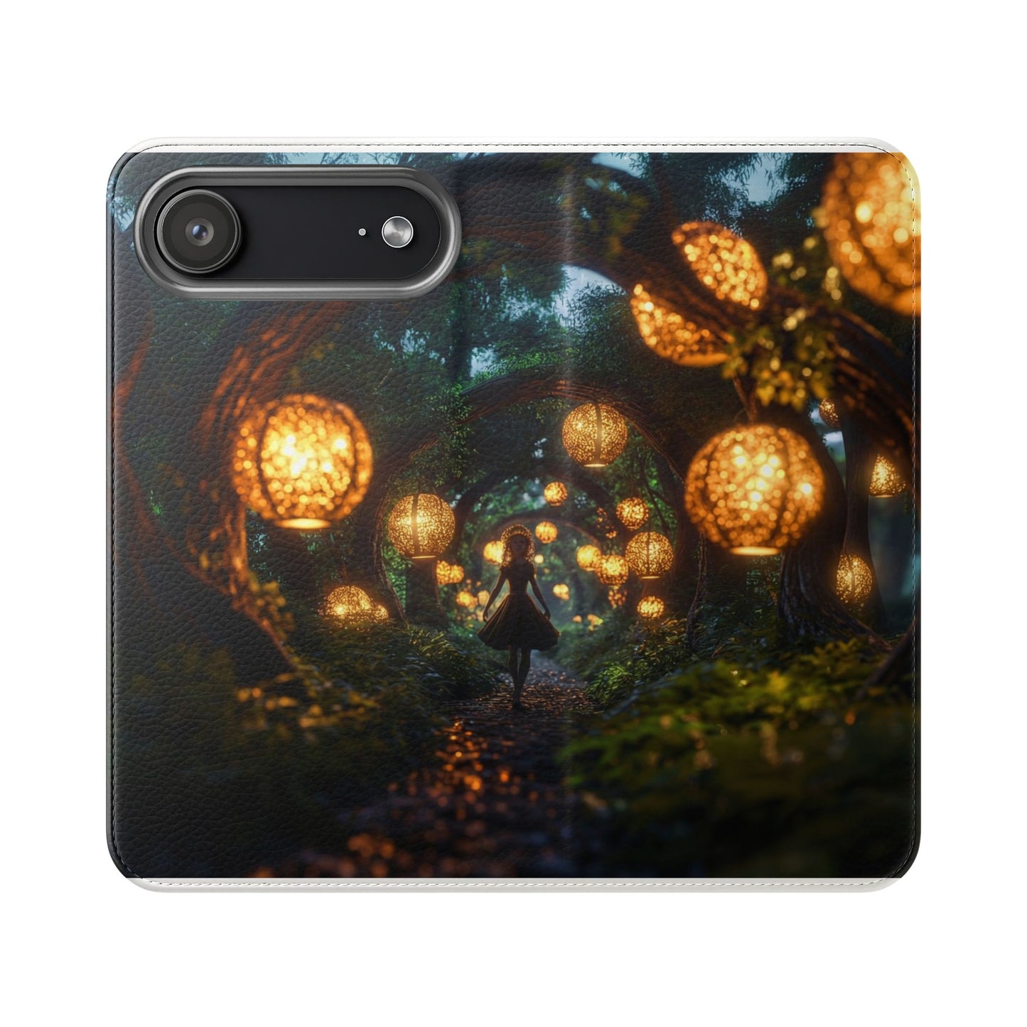 Lantern Archway Flip Cases – Girl Walking Through Forest Tunnel Art Case