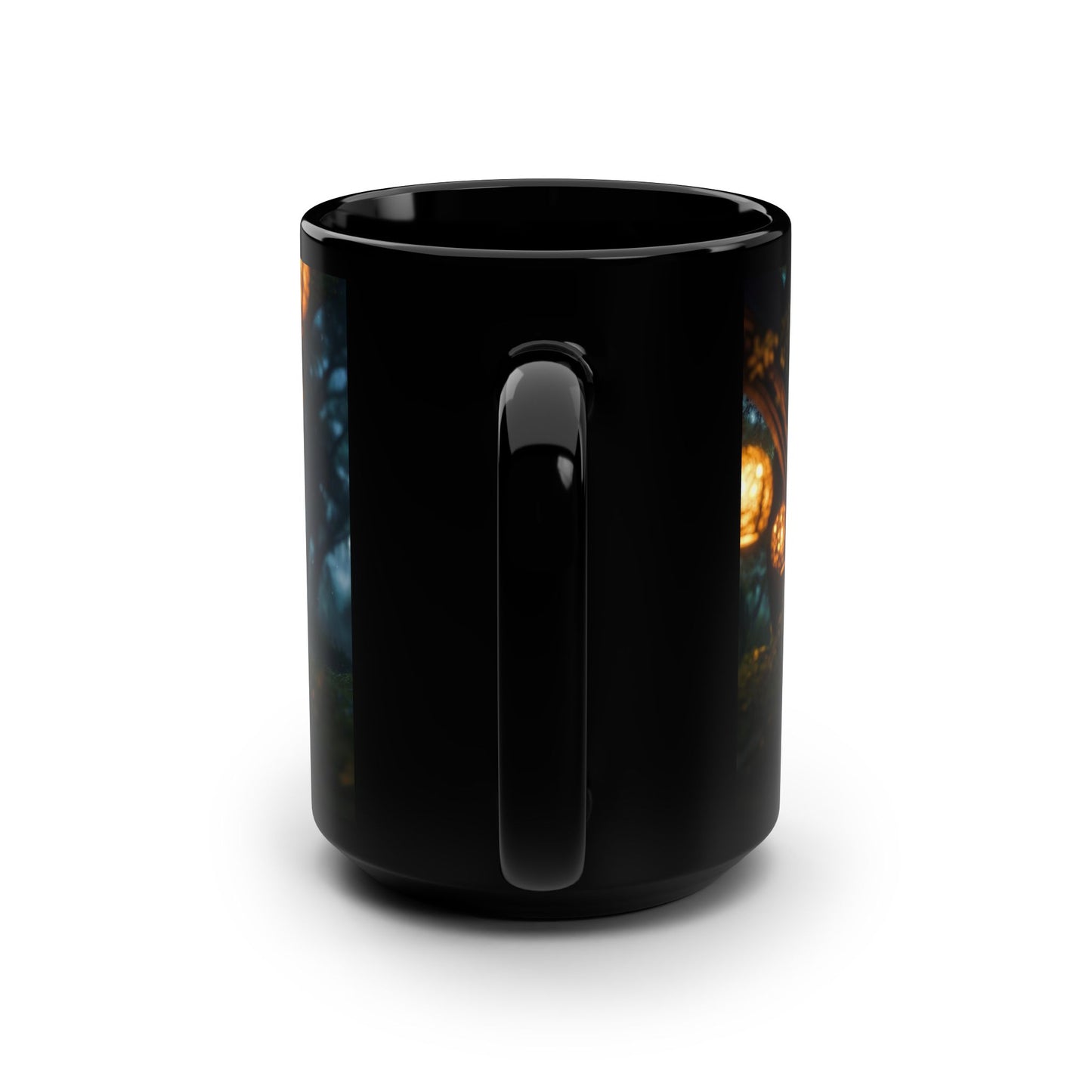 Title: Lantern Forest Girl Mug, 15oz – Golden Canopy Pathway Art
