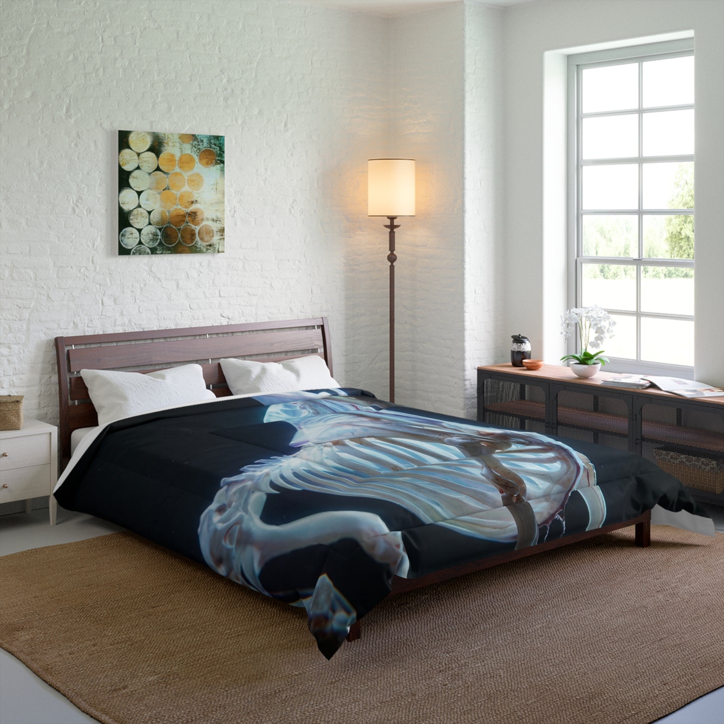 Luminescent Unicorn Skeleton Comforter – Celestial Bone Dreamscape